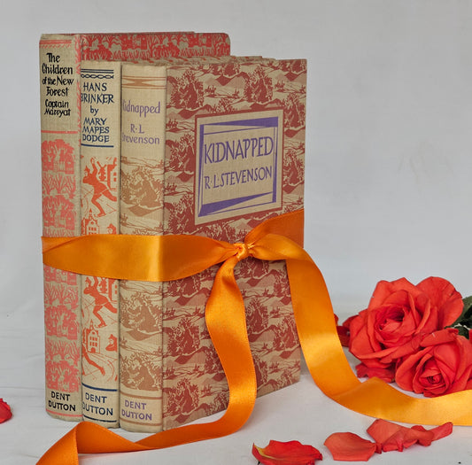 1960s Set of Three Vintage Books / Lovely Decorative Cloth Spines / Kidnapped, Hans Brinker, The Children of the New Forest / Good Condition