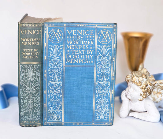 1904 Venice by Menpes and Menpes / A&C Black London / 75 Super Colour Plates / Lovely Decorative Binding / Good Condition / Antique Book