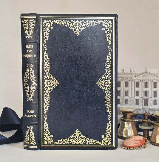 1968 Pride and Prejudice by Jane Austen / Heron, London / Beautiful Dark Blue Faux Leather And Gilt / Illustrated / Good Condition