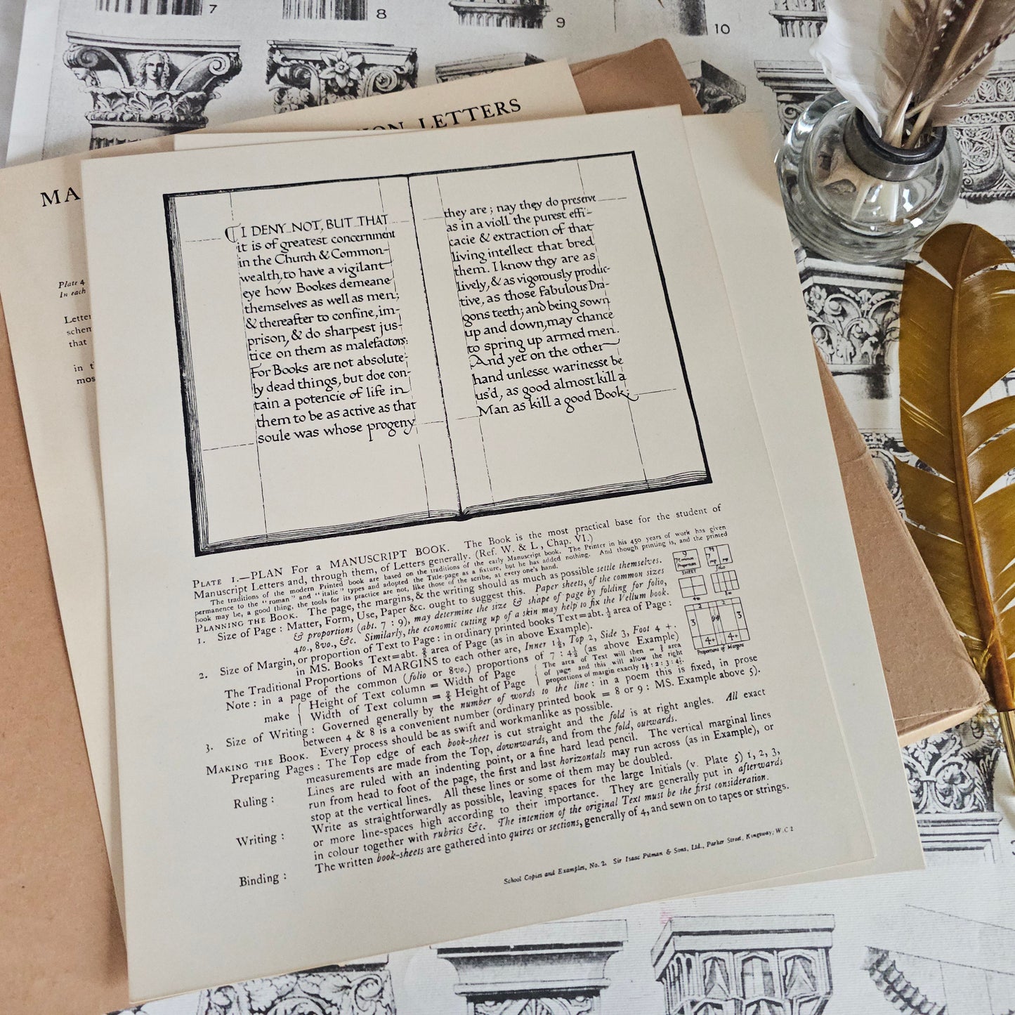 1950 Manuscript and Inscription Letters by Johnston / Portfolio Containing 16 Plates, 5 by AER Gill / For Calligraphers, Crafts, Stonemasons