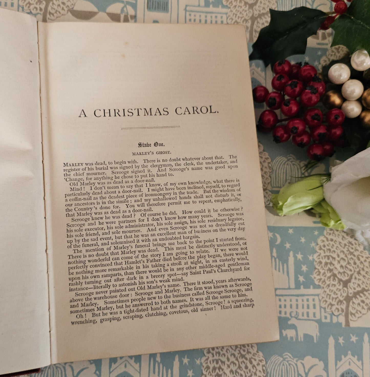 c1909 Christmas Books by Charles Dickens / A Christmas Carol etc. / Chapman & Hall, London / 21 Illustrations / Lovely Decorative Boards