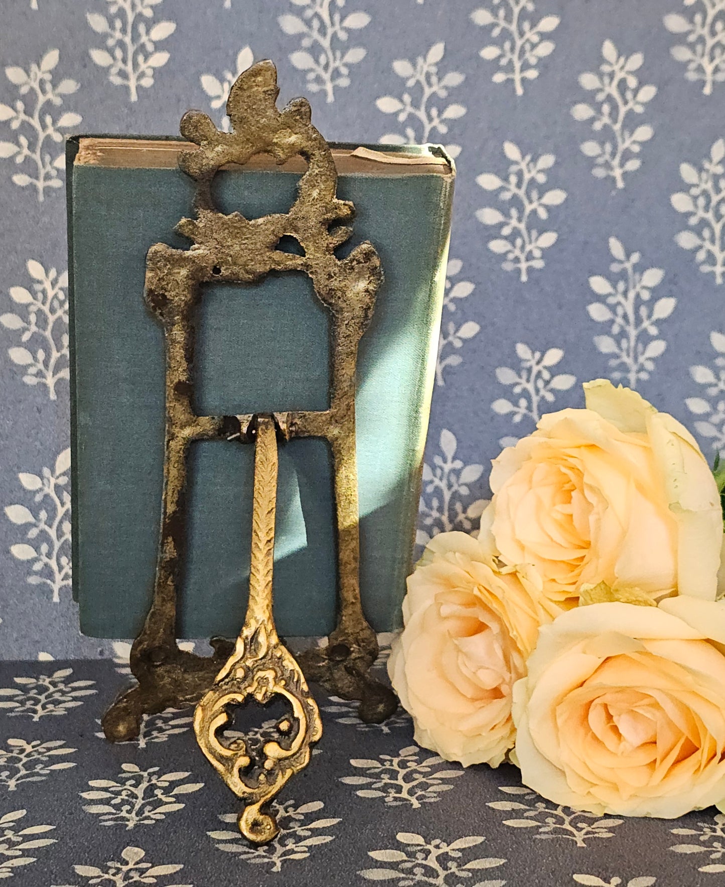 Antique Rococo Brass Display Easel: Italian Art Nouveau Decor
