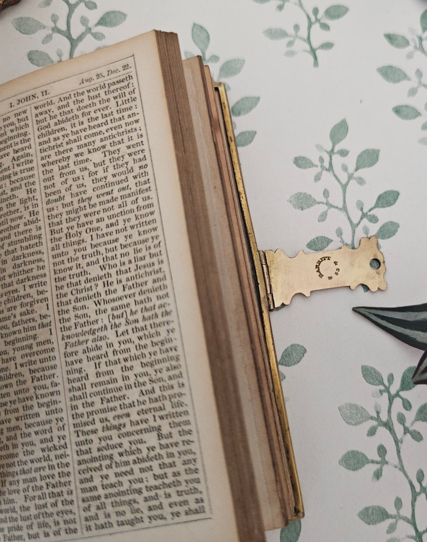 1870s Prayer Book / Full Leather With Brass Edgings and Clasp - Gilt Edged Pages