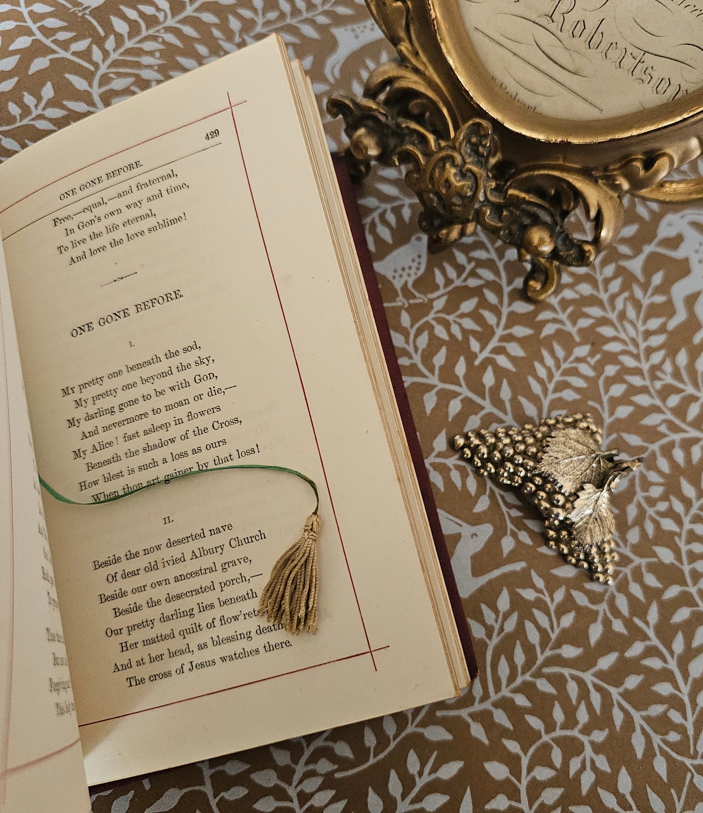 1874 Poems by Martin Tupper: Beautiful Antique Decorative Binding