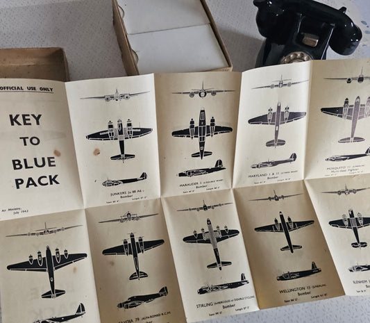 WW2 Aircraft Recognition Silhouette Cards - Complete Set - July 1942