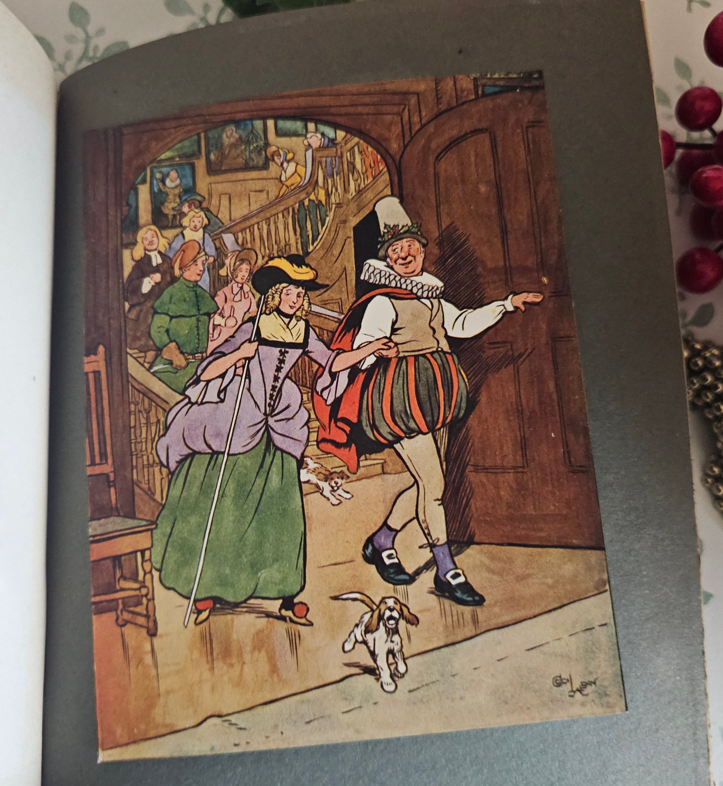 1908 Old Christmas Book by Washington Irving: Illustrated Antique Vellum - WORN