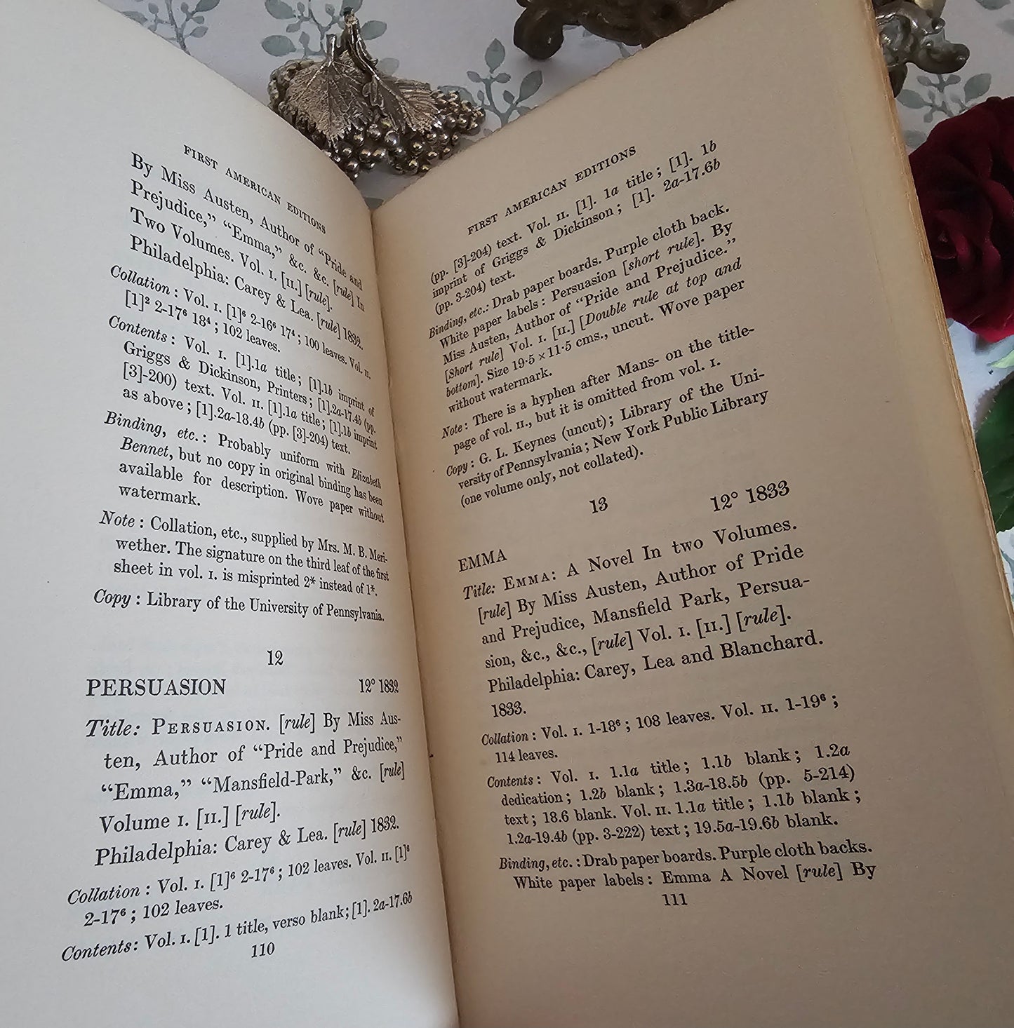 1929 Jane Austen A Bibliography by Geoffrey Keynes / Limited Edition Numbered 424 of 800 Copies