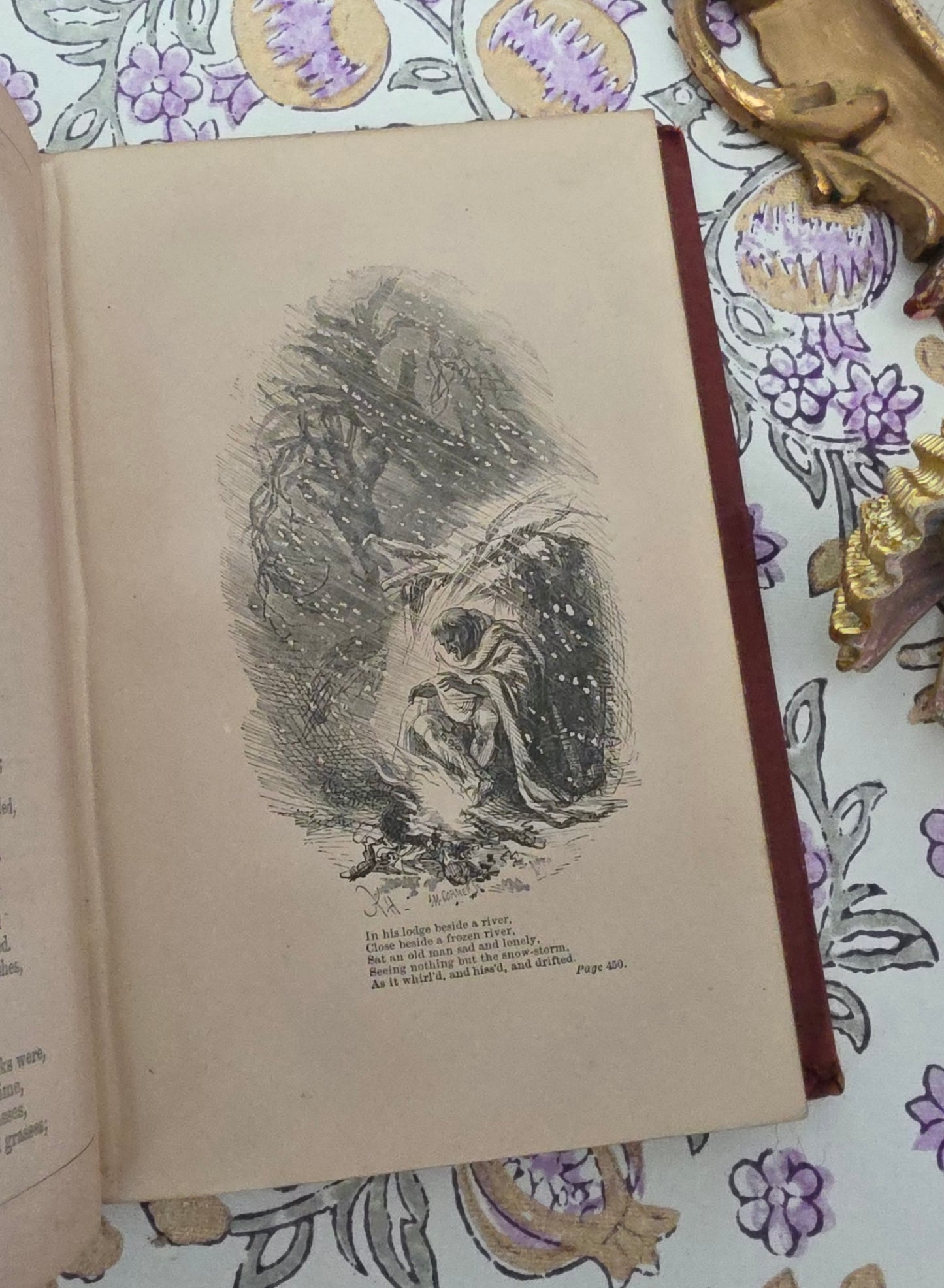 1876 Poems by Longfellow : Illustrated Antique Book