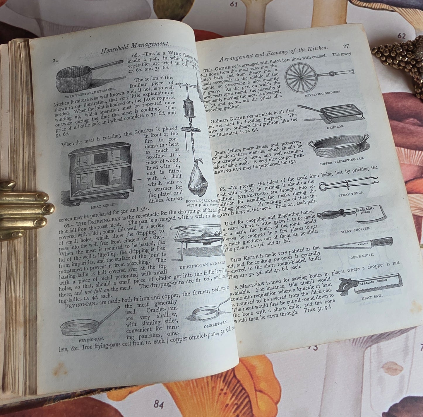 1869 The Book of Household Management by Mrs Isabella Beeton - 12 Colour Plates - Antique Book
