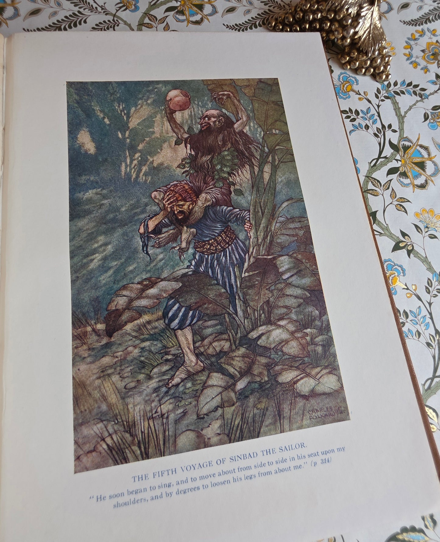 1920 The Arabian Nights Illustrated by Charles Folkard : Antique Book