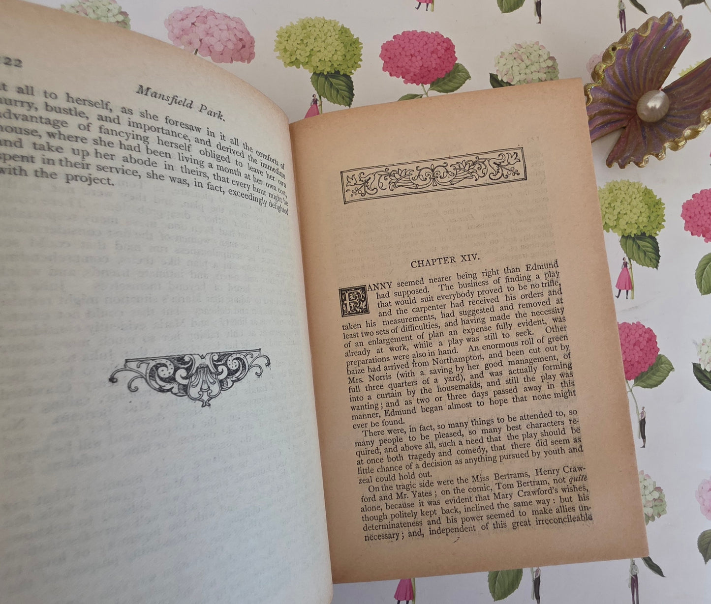 c1900 Mansfield Park by Jane Austen - Ruby Series - Decorative Cloth - Antique Book