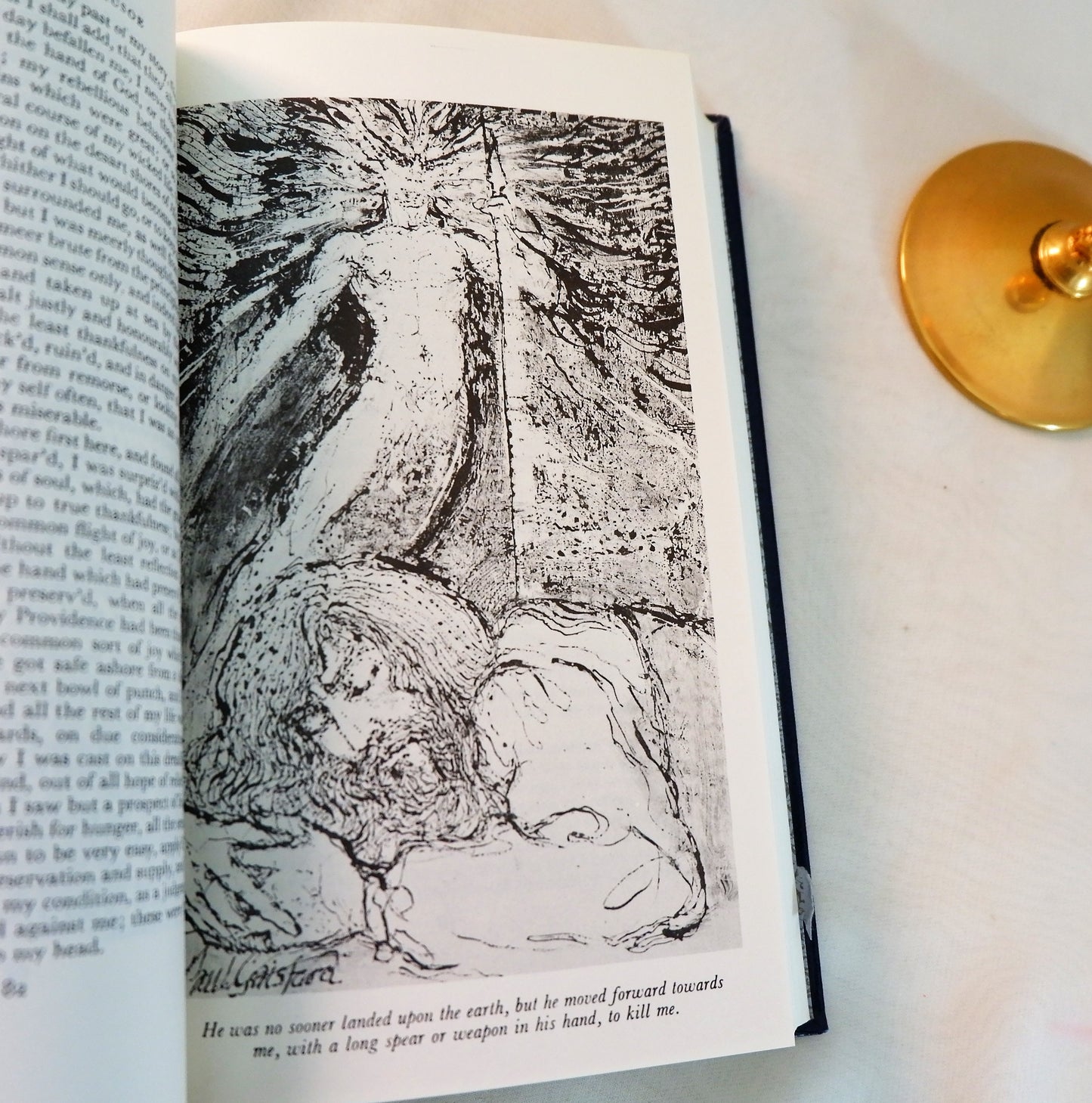 1970, Robinson Crusoe by Daniel Defoe / Heron Books, London / Dark Blue Faux Leather / Illustrated / In Good Condition