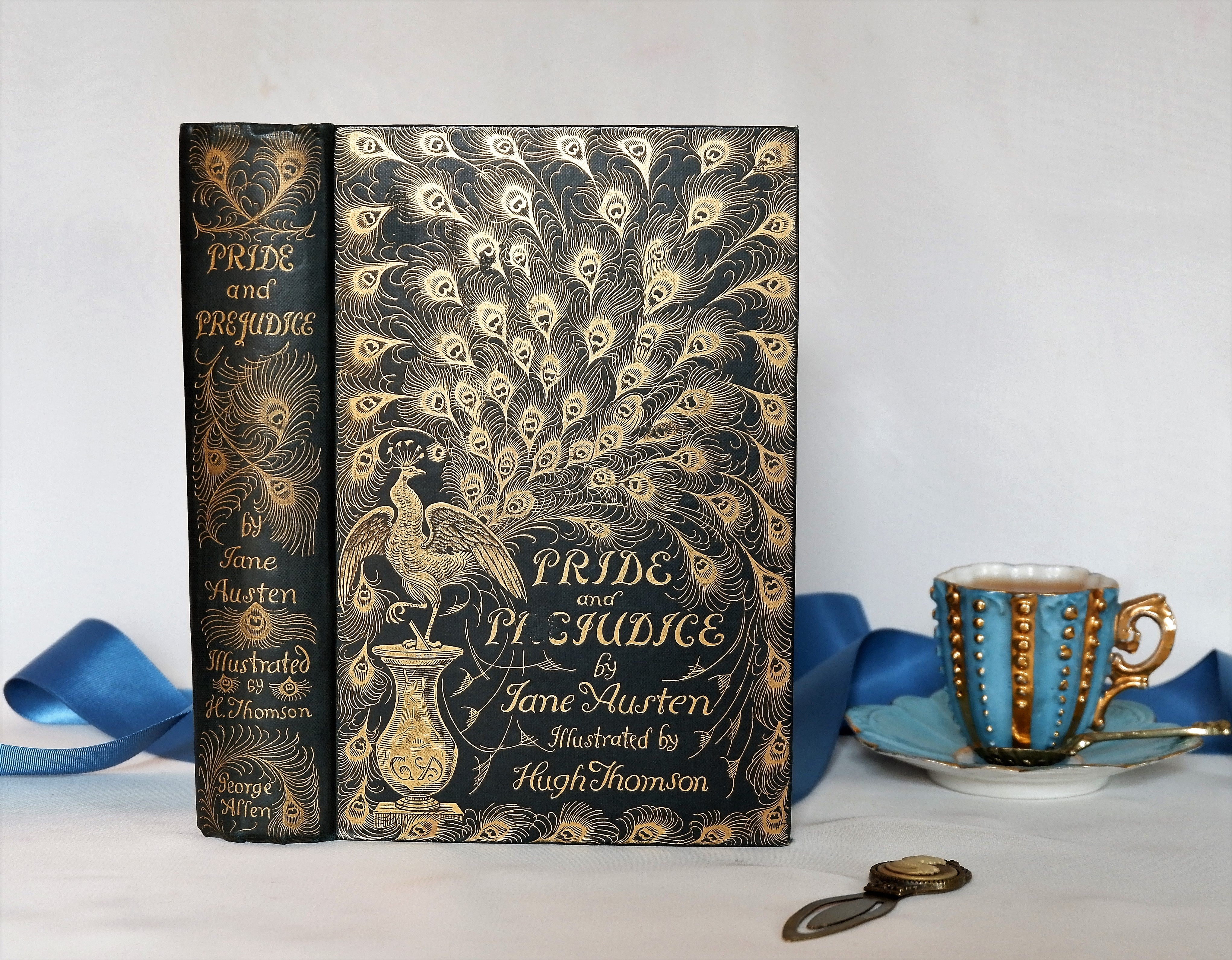 Pride and Prejudice by Jane Austen Vintage Peacock Book Cover Sticker by  ForgottenCotton
