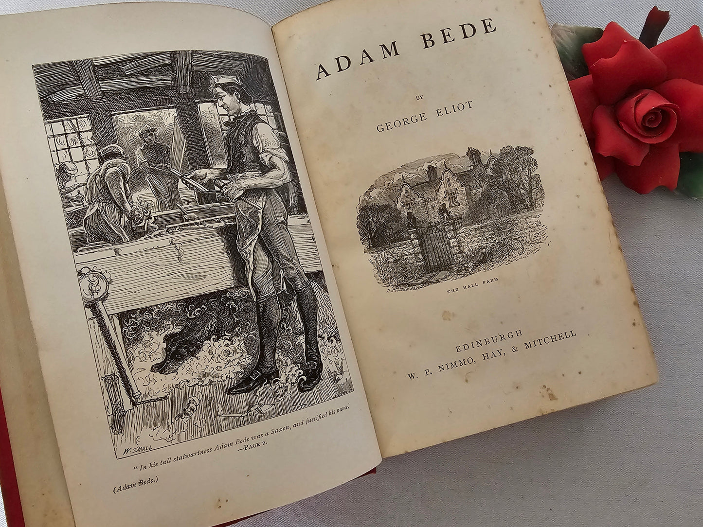 c1900 Adam Bede by George Eliot / WP Nimmo, Hay & Mitchell, Edinburgh / Antique Edition / In Good Condition / Decorative Boards