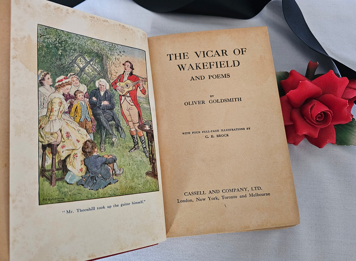 c1908 The Vicar of Wakefield and Poems by Oliver Goldsmith / Cassell & Company London / With Four Illustrations by CE Brock / Good Condition