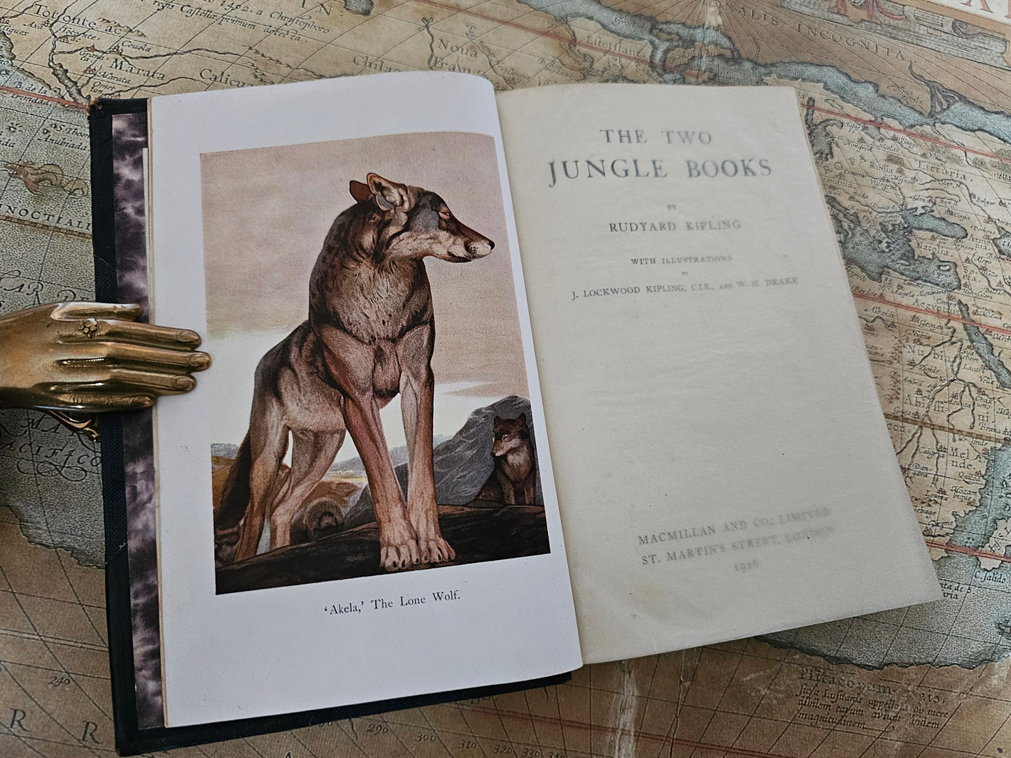 1926 The Two Jungle Books by Rudyard Kipling / Macmillan & Co., London / Richly Illustrated Vintage Edition Containing Both Jungle Books