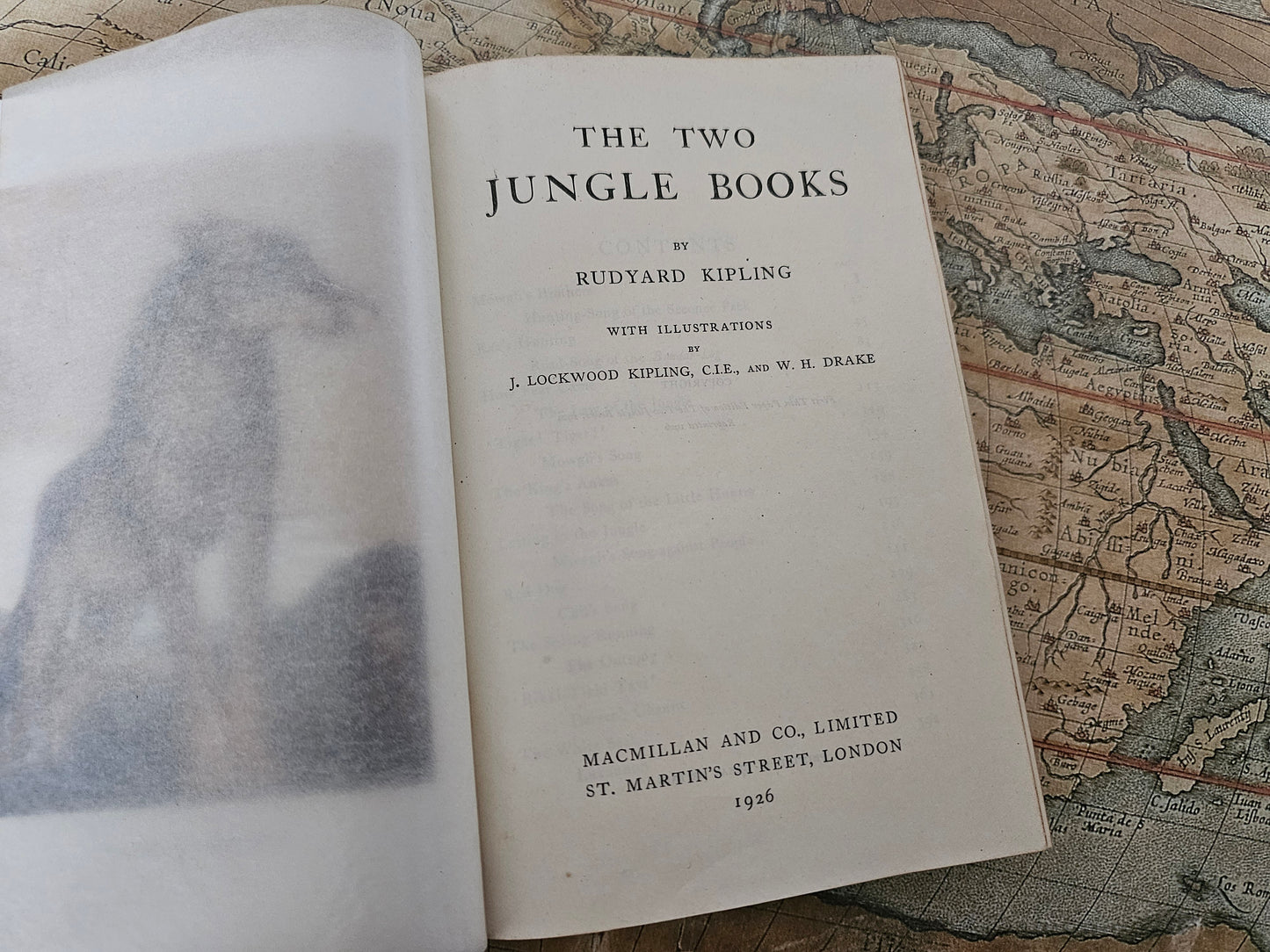 1926 The Two Jungle Books by Rudyard Kipling / Macmillan & Co., London / Richly Illustrated Vintage Edition Containing Both Jungle Books