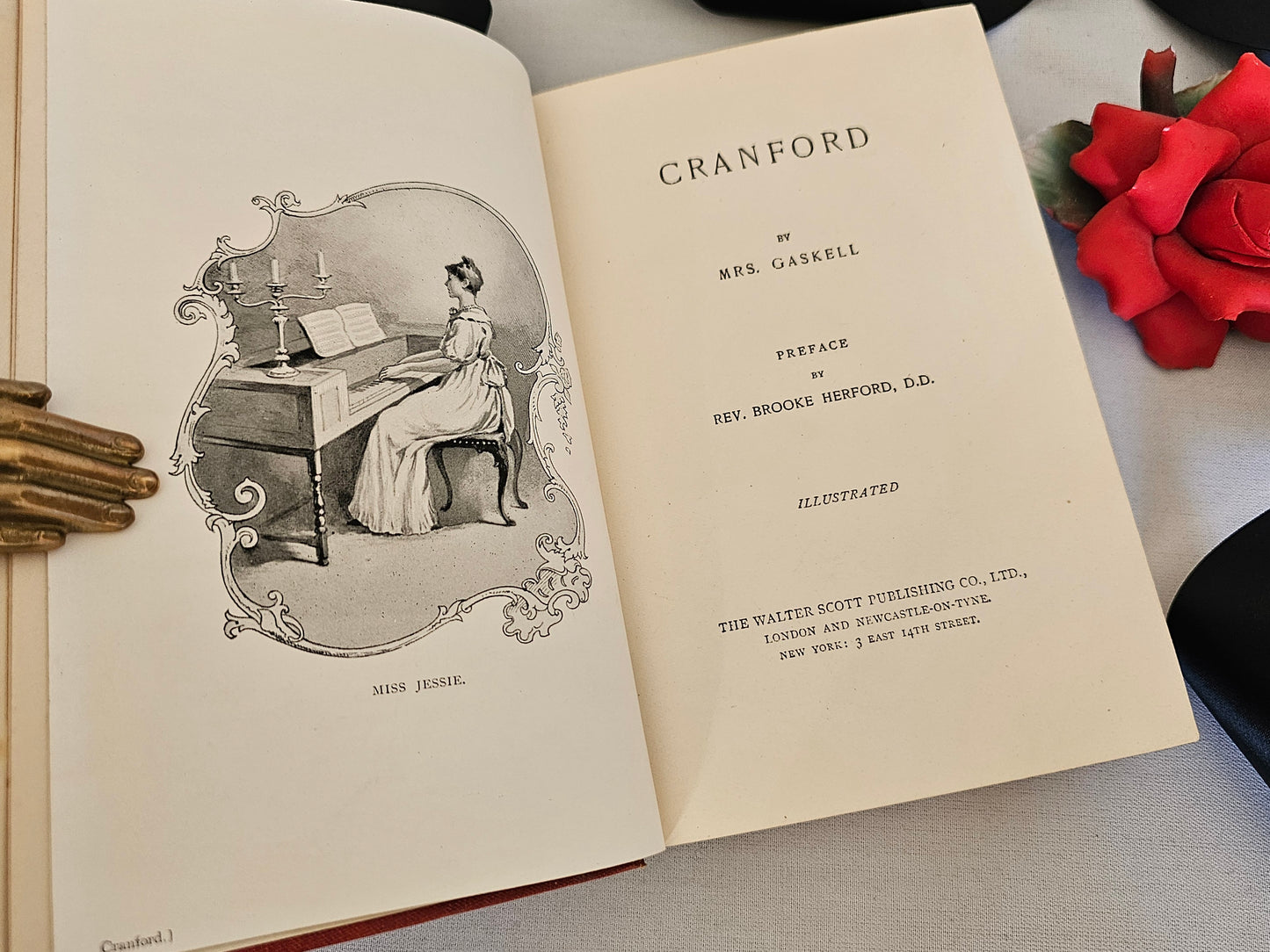 Cranford by Elizabeth Gaskell / 1890s Walter Scott Publishing, London / Charming Antique Hardback / Over 120 Years Old / Richly Illustrated