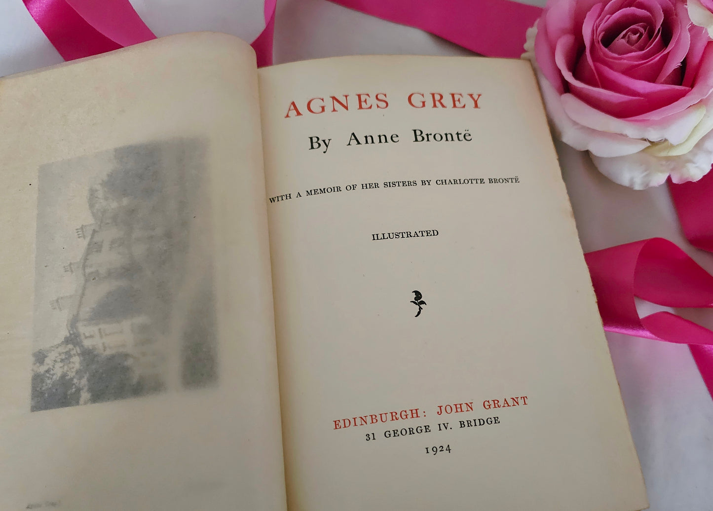 1924 Agnes Grey by Anne Bronte / John Grant, Edinburgh / Leather Bound / Black & White Illustrations / Antique Book / Good Condition