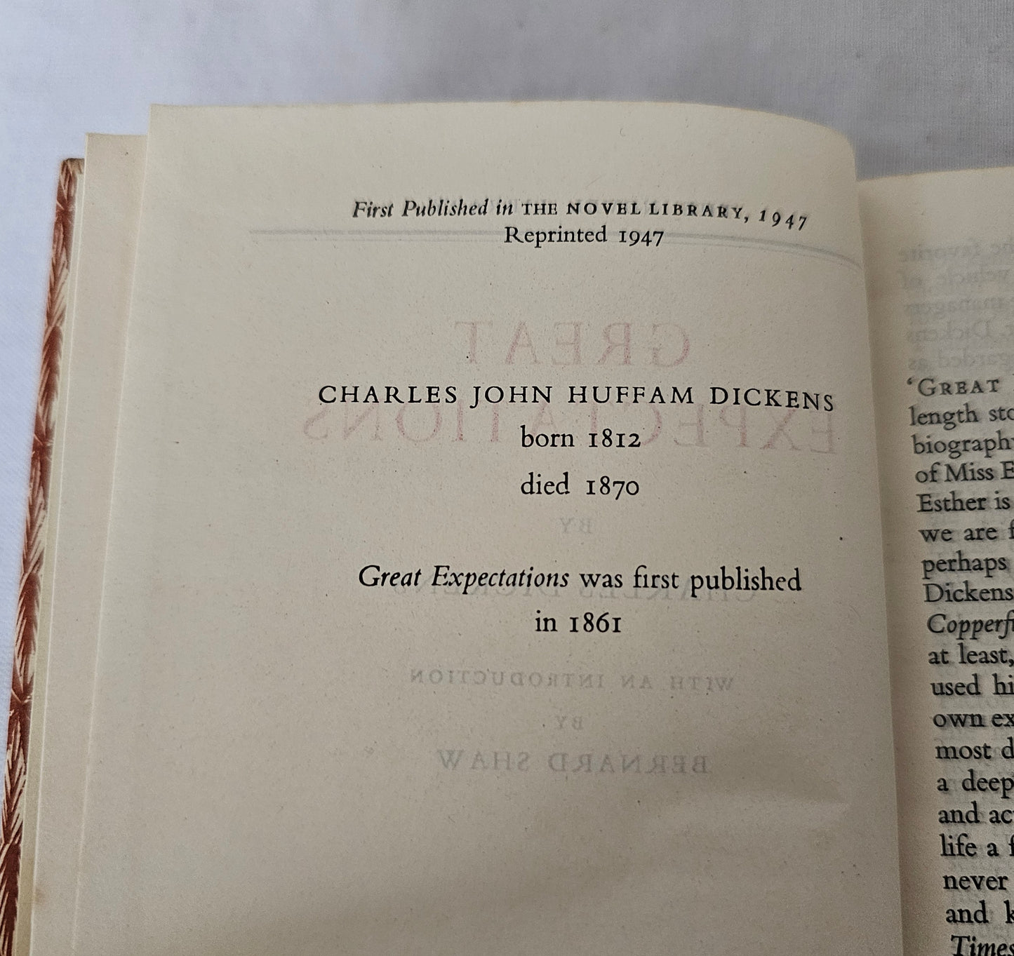 1947 Great Expectations by Charles Dickens / The Novel Library, Hamish Hamilton of London / Lovely Decorative Boards / Excellent Condition