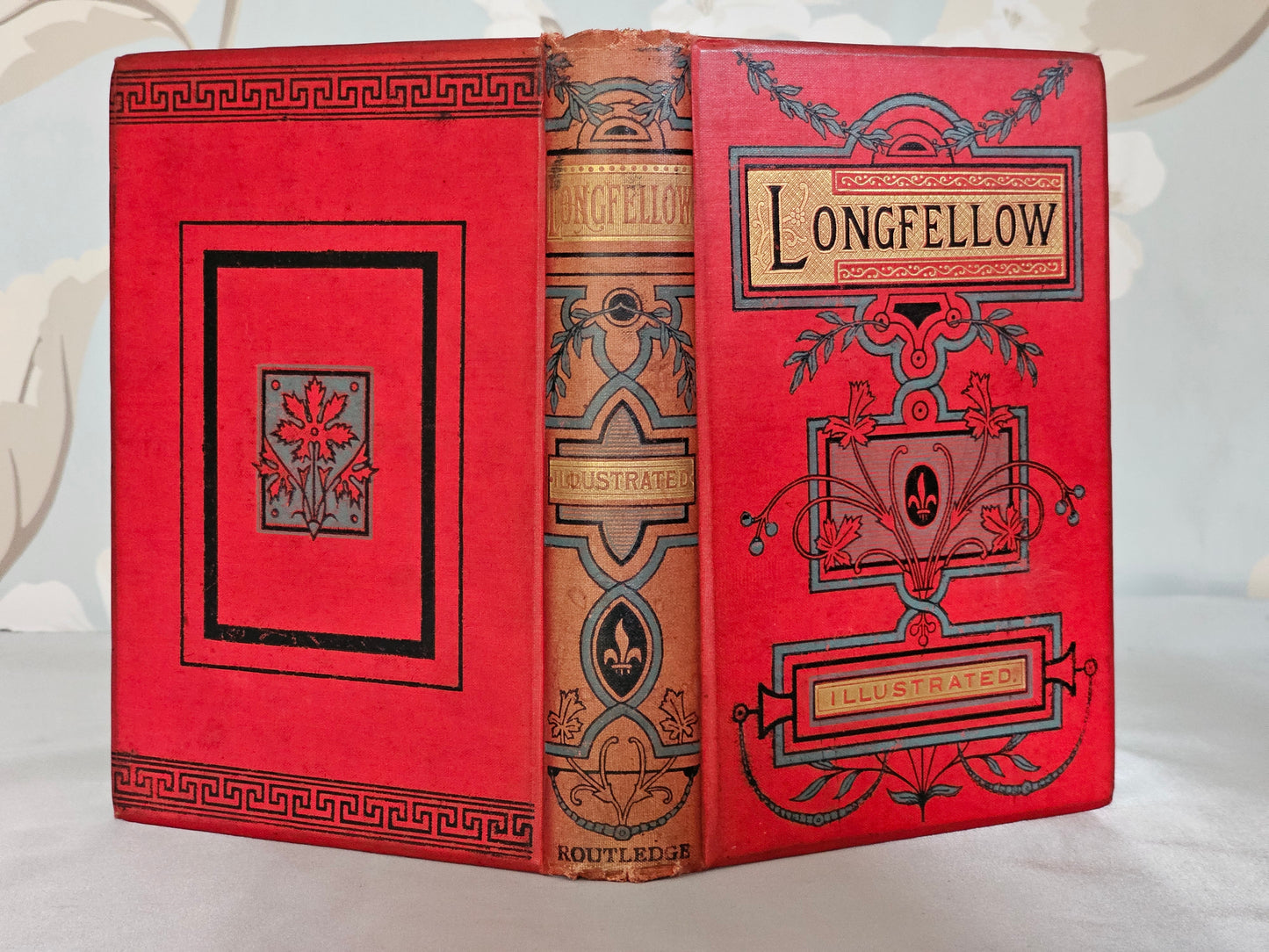 1890s Longfellow's Poetical Works, London / Routledge, London / 83 Illustrations / Beautiful Decorative Boards / Good Condition / Gilt Edged