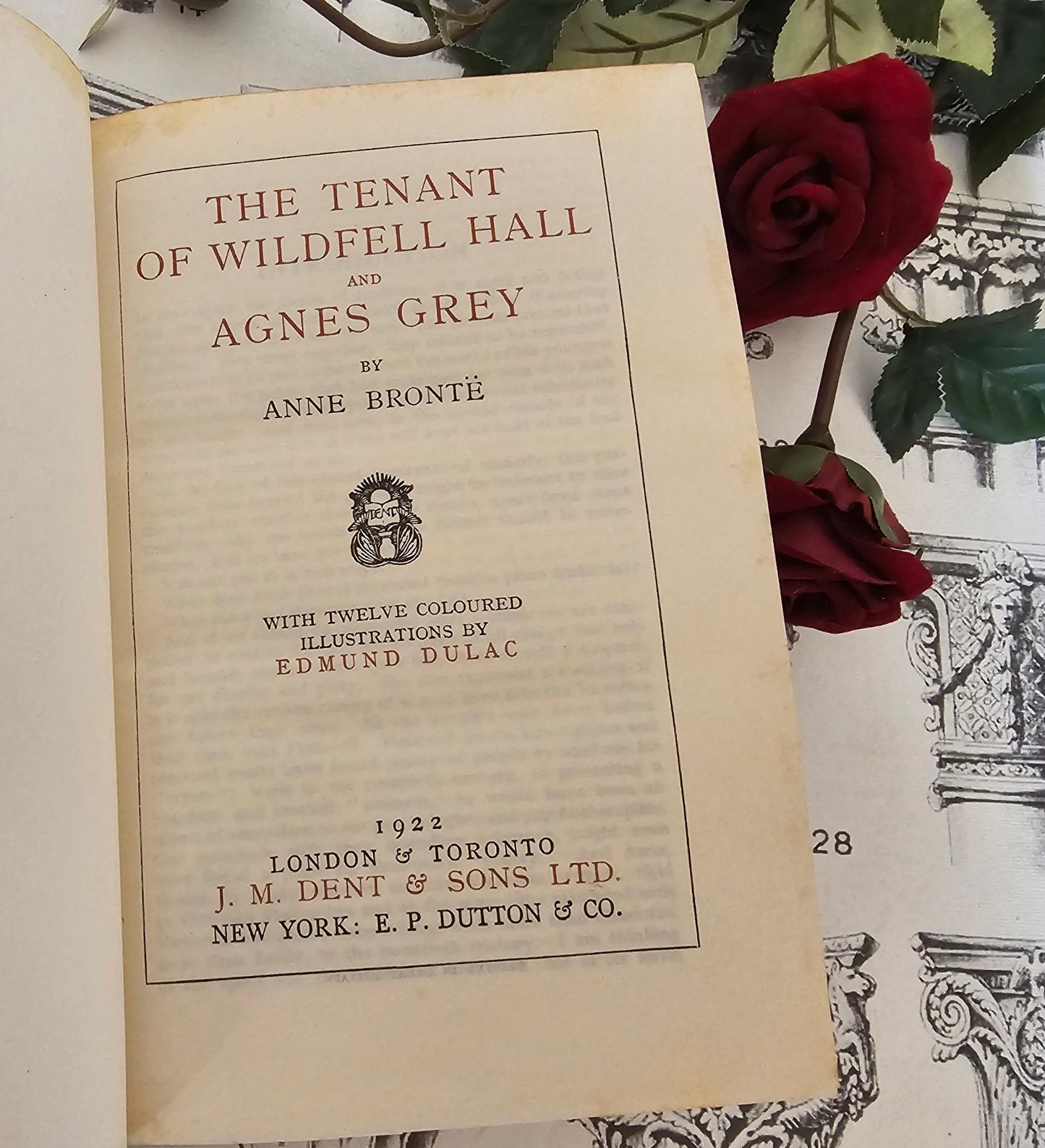 1922 The Tenant of Wildfell Hall & Agnes Grey by Anne Bronte / JM Dent & Sons, London / 12 Delightful Colour Plates by Edmund Dulac / Unread