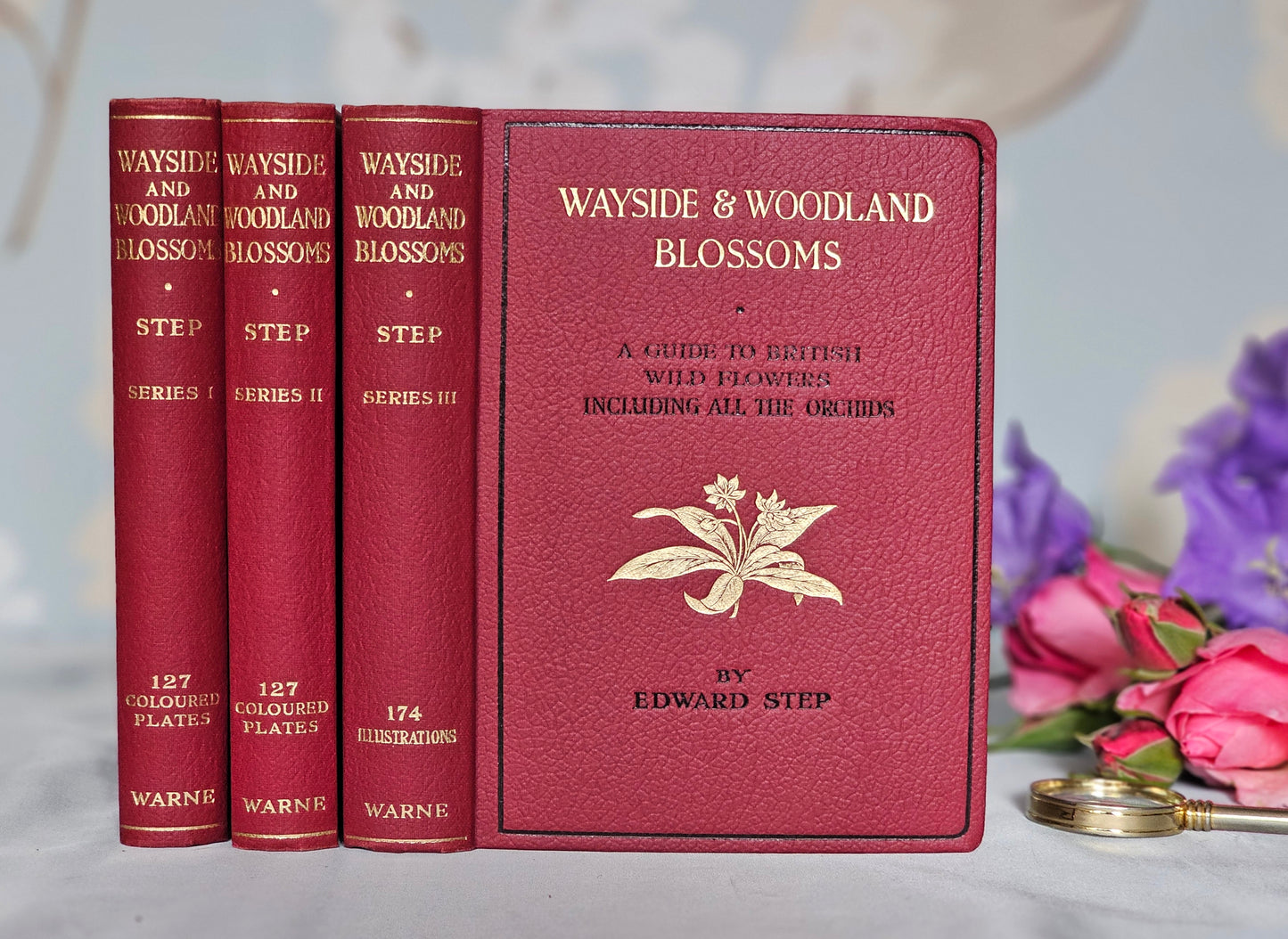 1940s Wayside and Woodland Blossoms A Guide To British Wild Flowers In 3 Volumes / Warne & Co. / In Good Condition / Numerous Colour Plates