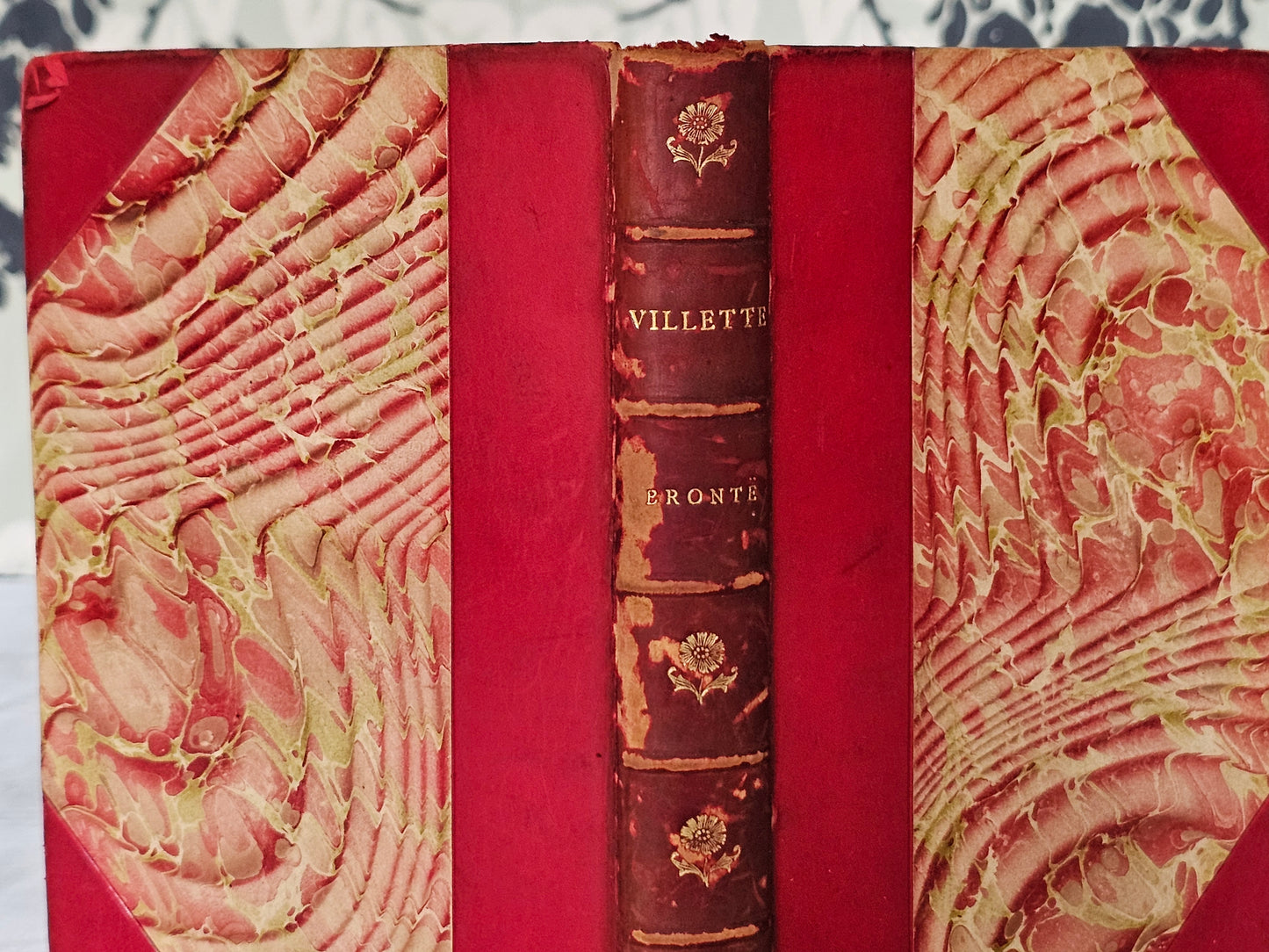 1889 Villette by Charlotte Bronte / Smith Elder & Co London / Red Leather Three Quarter Binding / Antique Bronte Book / Some Wear to Leather