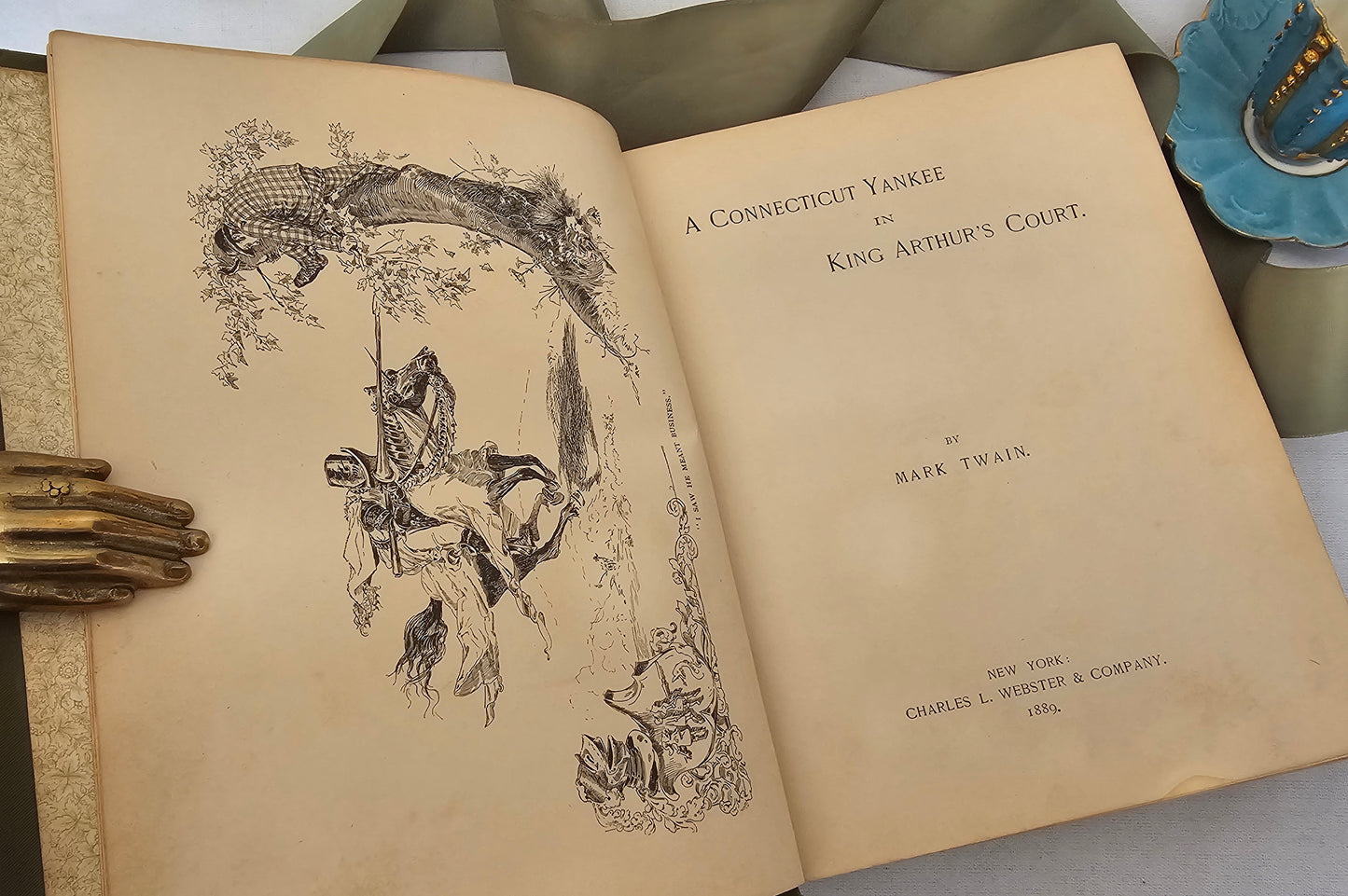 1889 First Edition A Connecticut Yankee in King Arthur's Court by Mark Twain / Second State / Richly Illustrated / Webster & Co., New York