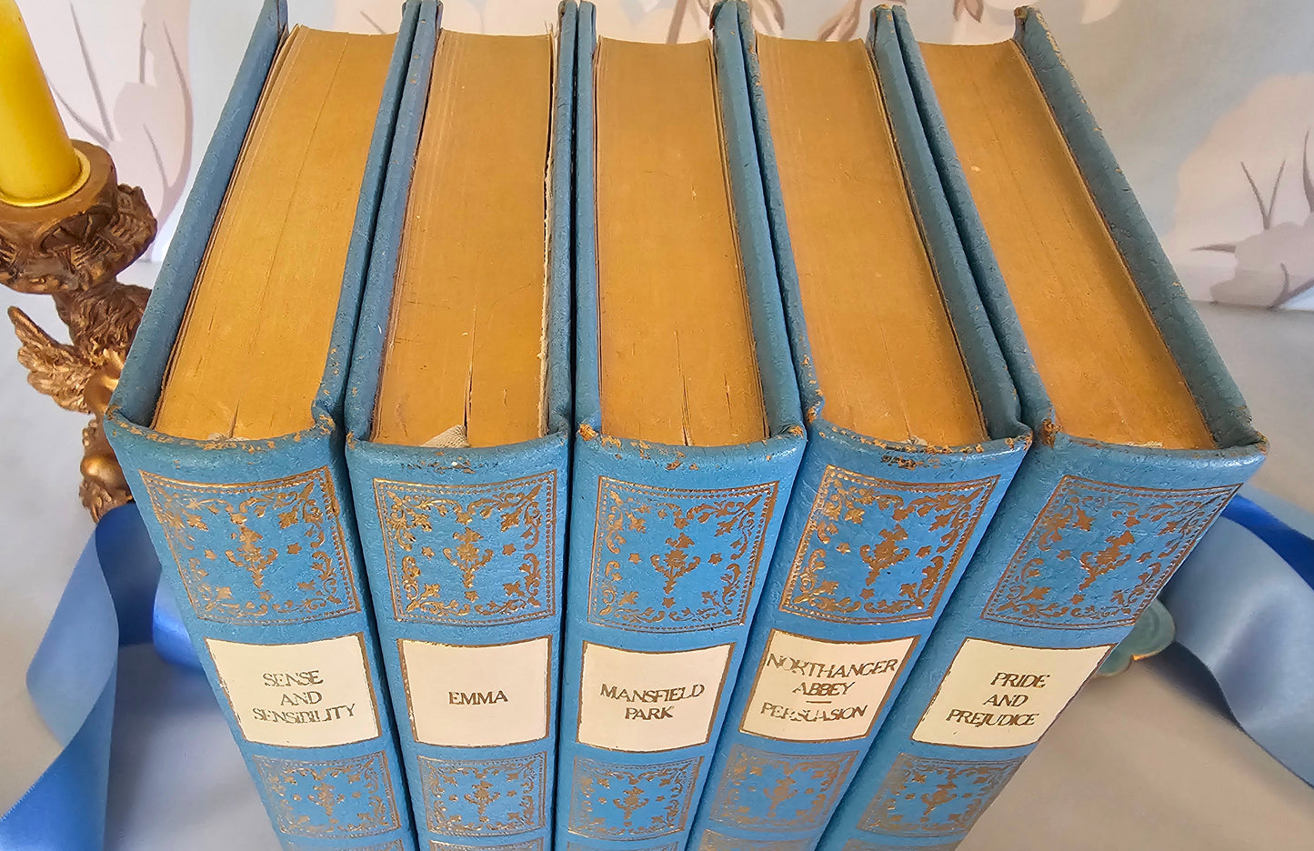 The Complete Novels of Jane Austen in Five Volumes / 23ct Gold on Real Lambskin Luxury Edition / Stunning and Scarce Collector's Edition