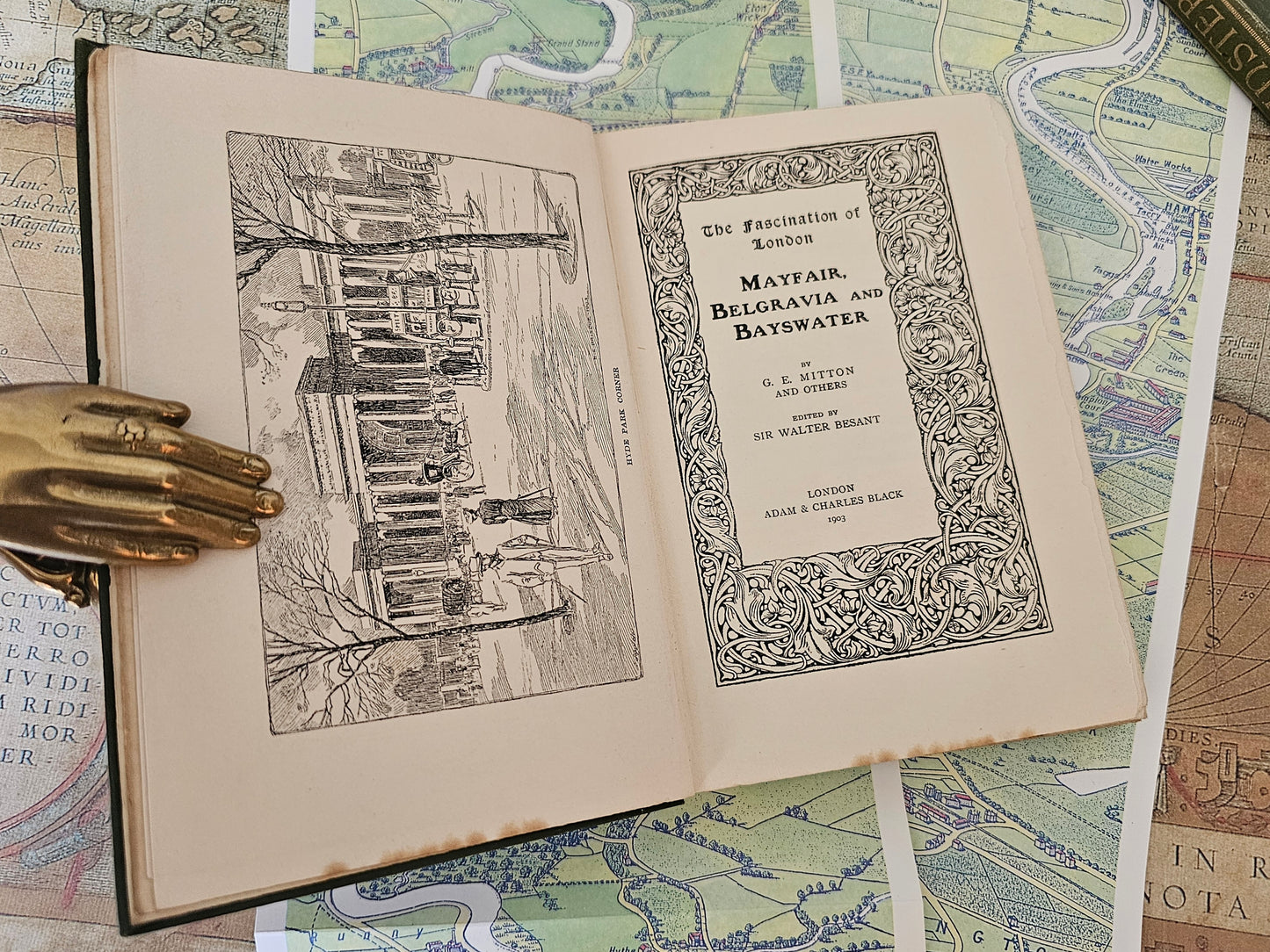 1902-1908 Five Antique London Guides / Mayfair, Westminster, Hammersmith, etc. / Fold Out Maps + Illustrated Frontispieces / Antique Books