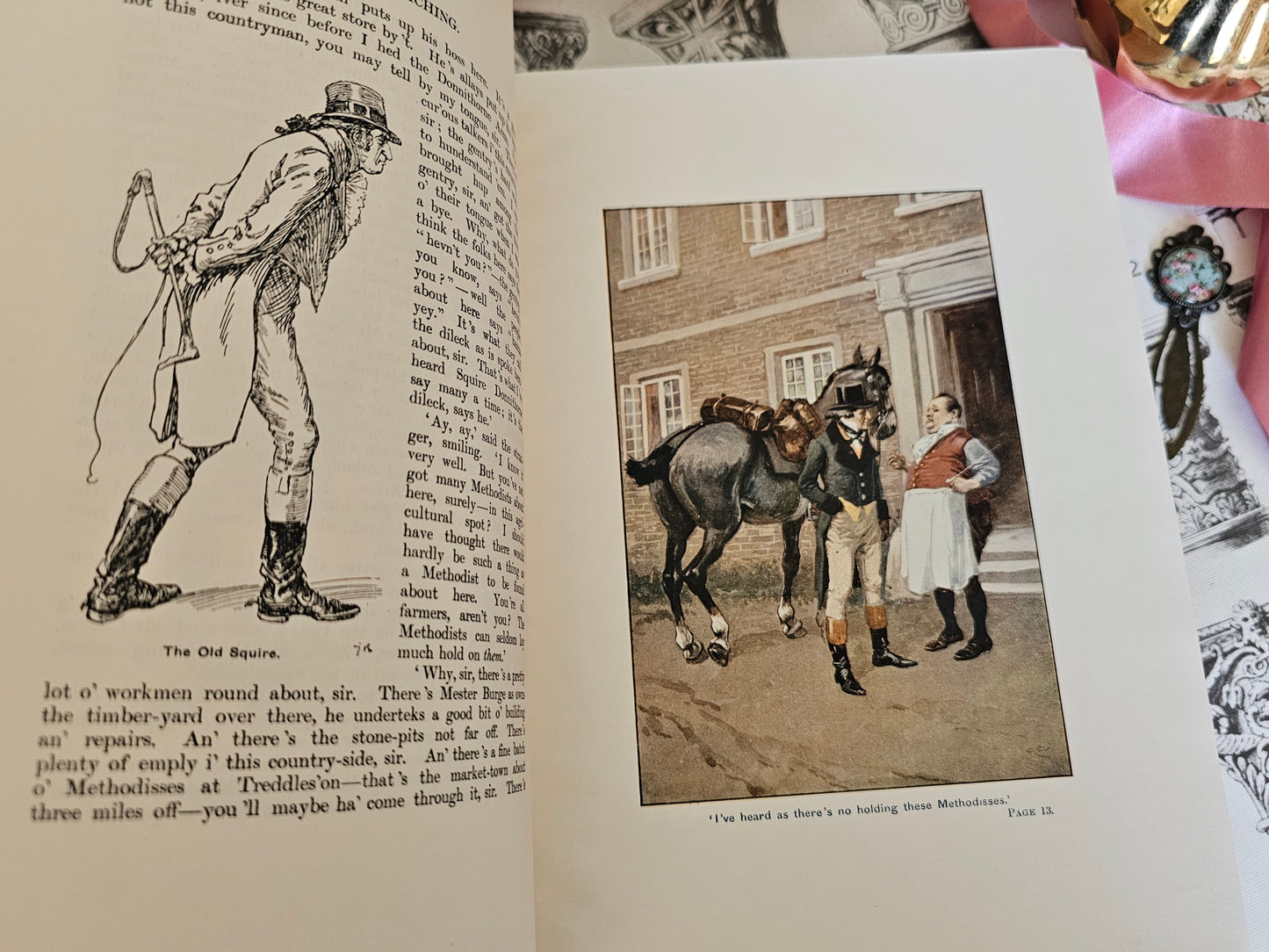 1914 Adam Bede by George Eliot / W&R Chambers, London / Beautiful Large-Format Antique Edition / Richly Illustrated in Colour and Line