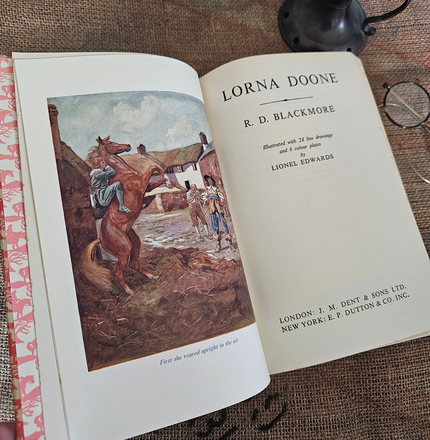 1955 Lorna Doone by RD Blackmore / JM Dent & Sons London / Decorative Boards / Illustrated With Colour Plates and Drawings / Good Condition