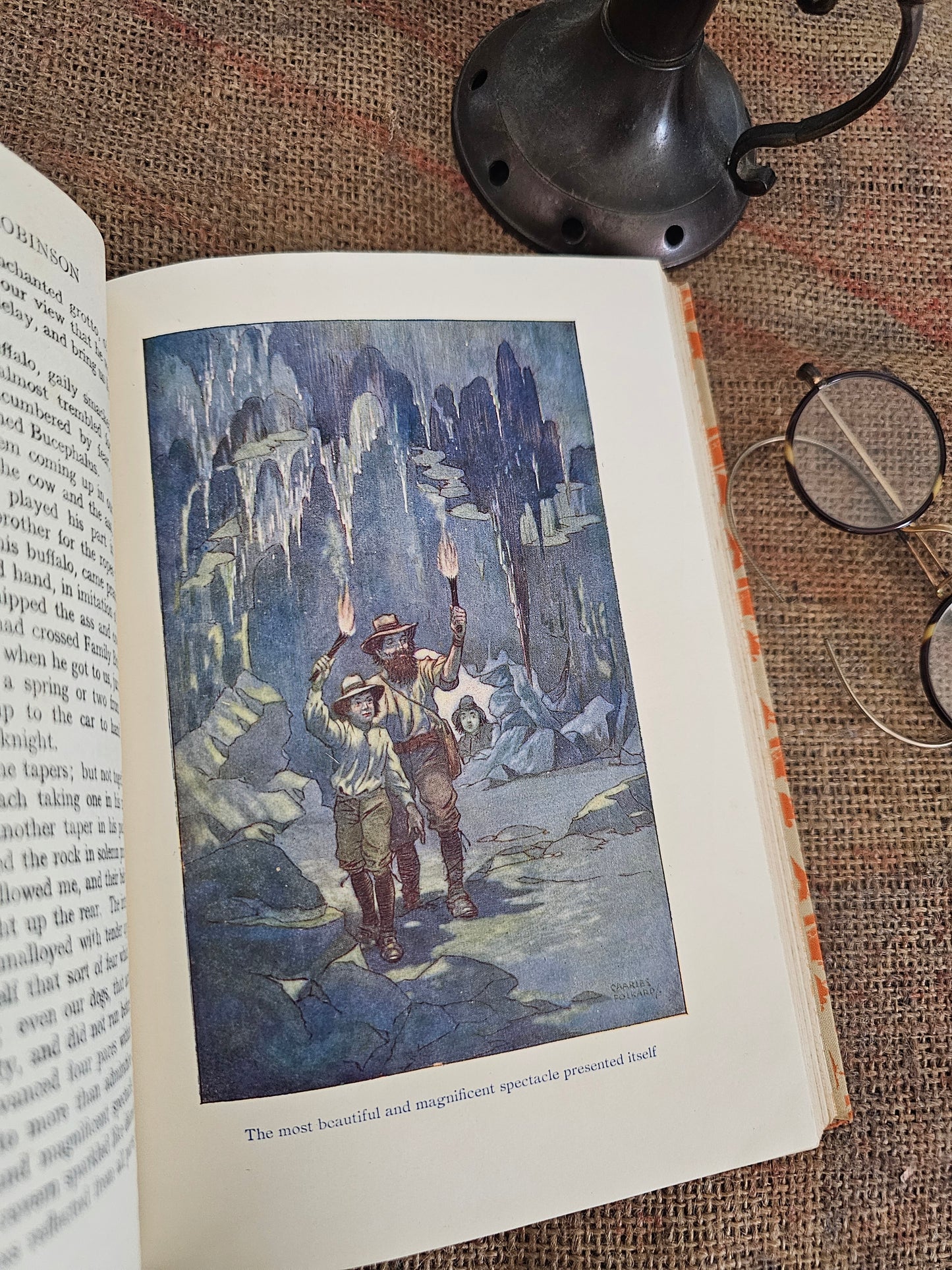 1951 Swiss Family Robinson by JR Wyss / JM Dent & Sons London / Decorative Boards / Illustrated With Colour Plates and Drawings by Folkard