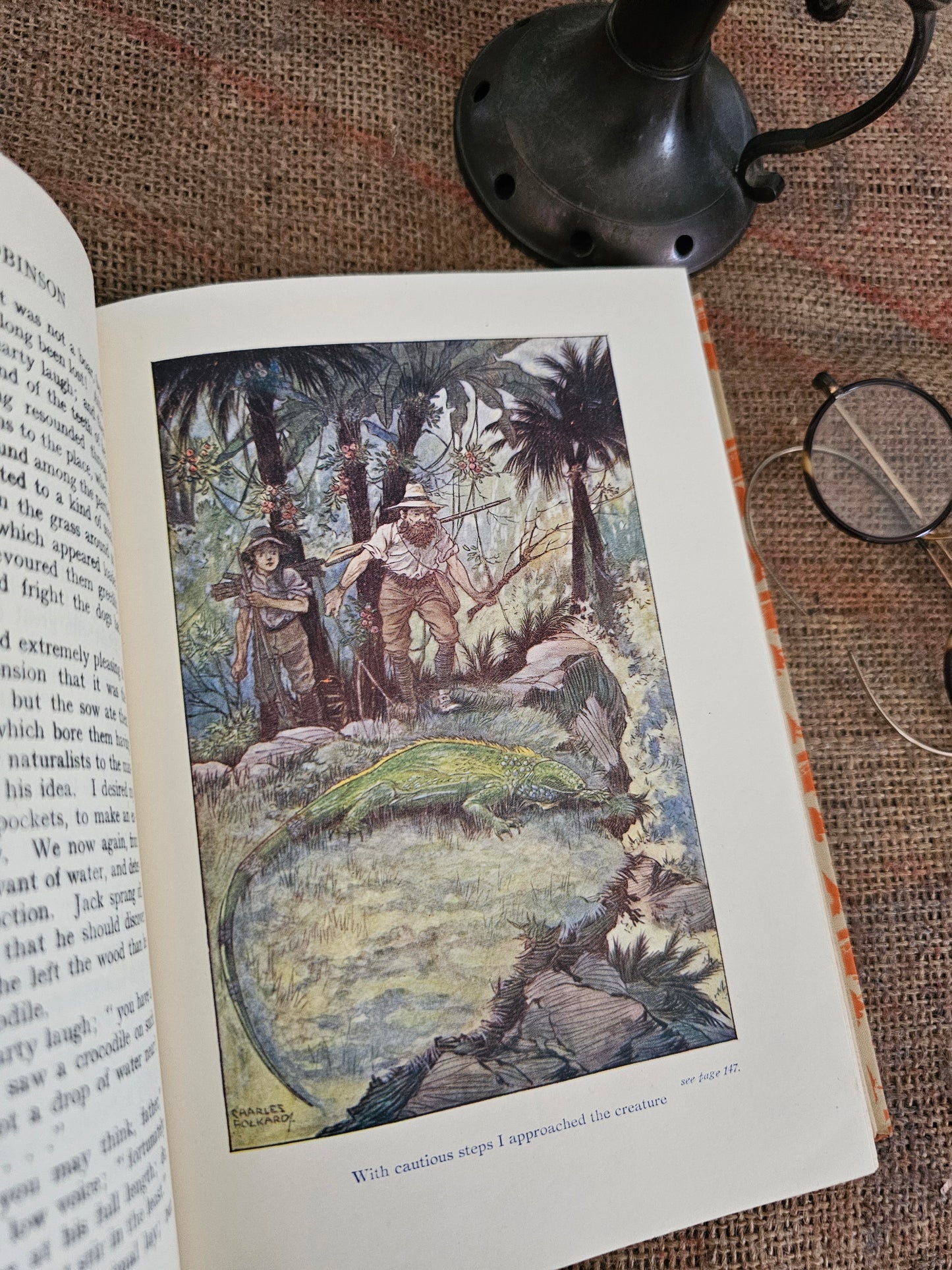 1951 Swiss Family Robinson by JR Wyss / JM Dent & Sons London / Decorative Boards / Illustrated With Colour Plates and Drawings by Folkard