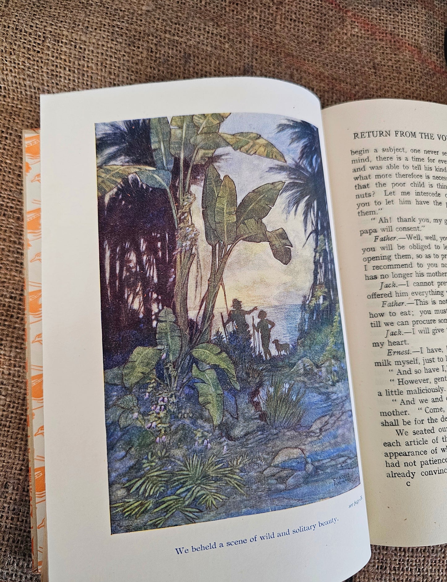 1951 Swiss Family Robinson by JR Wyss / JM Dent & Sons London / Decorative Boards / Illustrated With Colour Plates and Drawings by Folkard