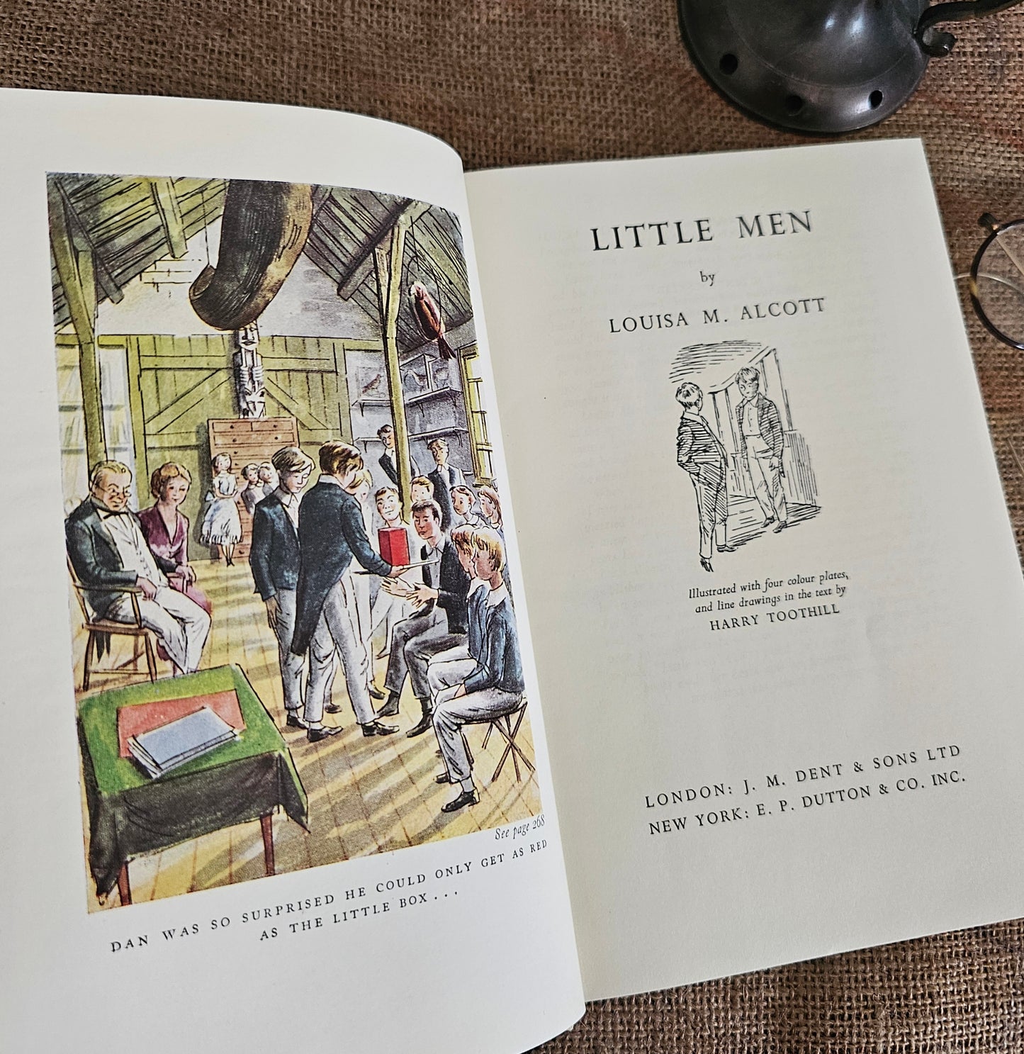 1964 Little Men by Louisa May Alcott / JM Dent & Sons London / Decorative Boards / Illustrated in Colour and Line / Dust Wrapper