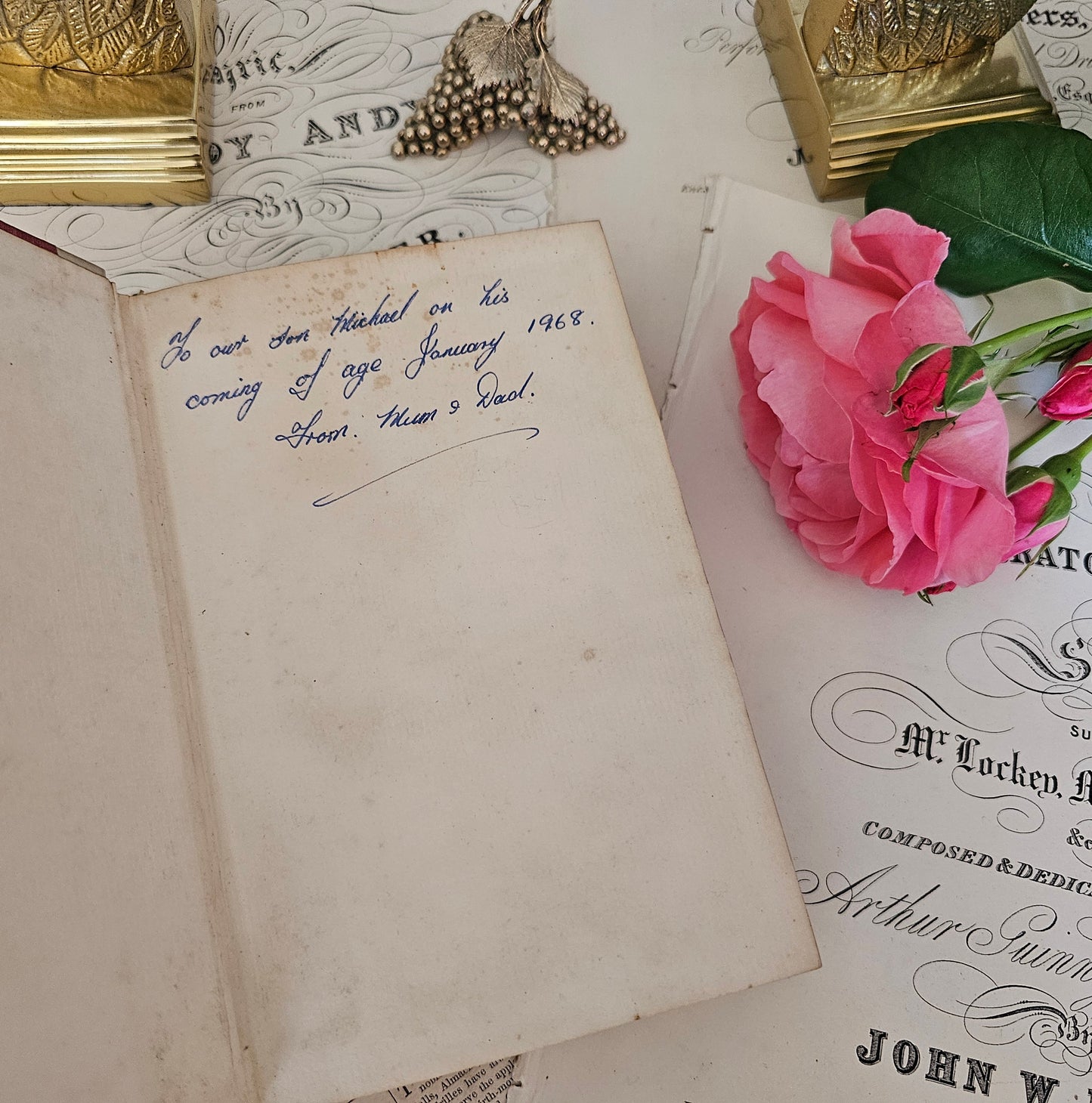 1910 The Poetical Works of Longfellow / SPCK London / Lovely Vellum Decorative Binding / Pink Cloth Covered Boards / In Good Condition