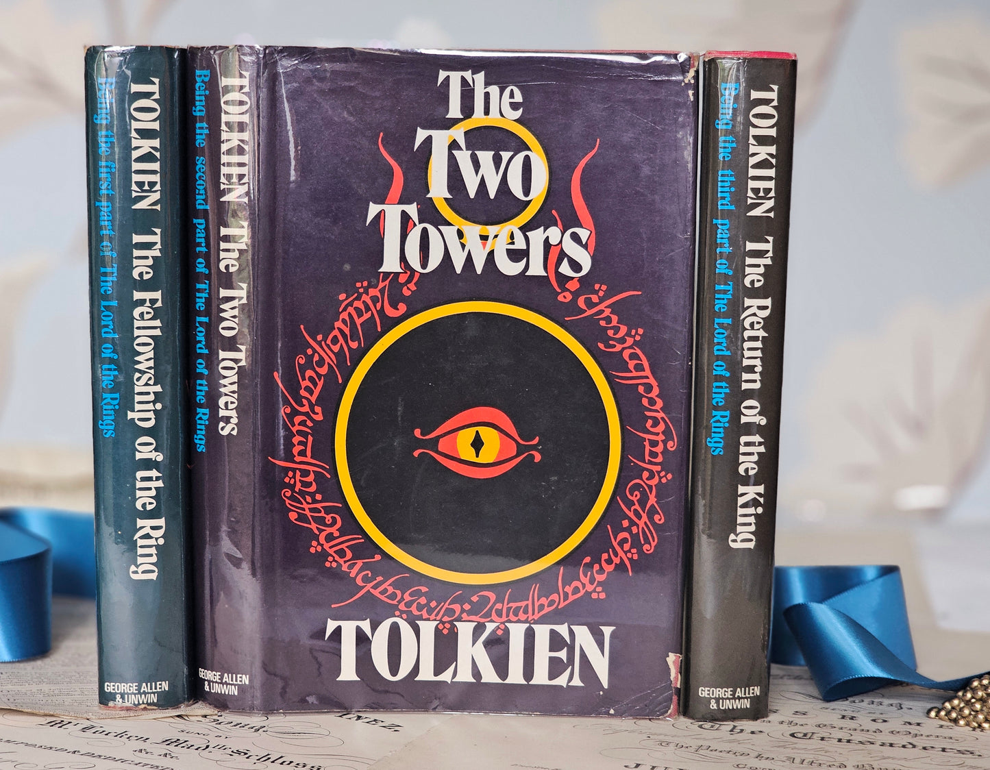 1974 Vintage Tolkien Lord of the Rings Set in Three Volumes / In Original Dust Wrappers, with Maps etc / With SOME WEAR / Vintage LOTR Set