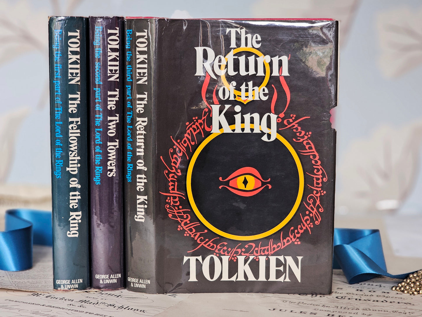 1974 Vintage Tolkien Lord of the Rings Set in Three Volumes / In Original Dust Wrappers, with Maps etc / With SOME WEAR / Vintage LOTR Set