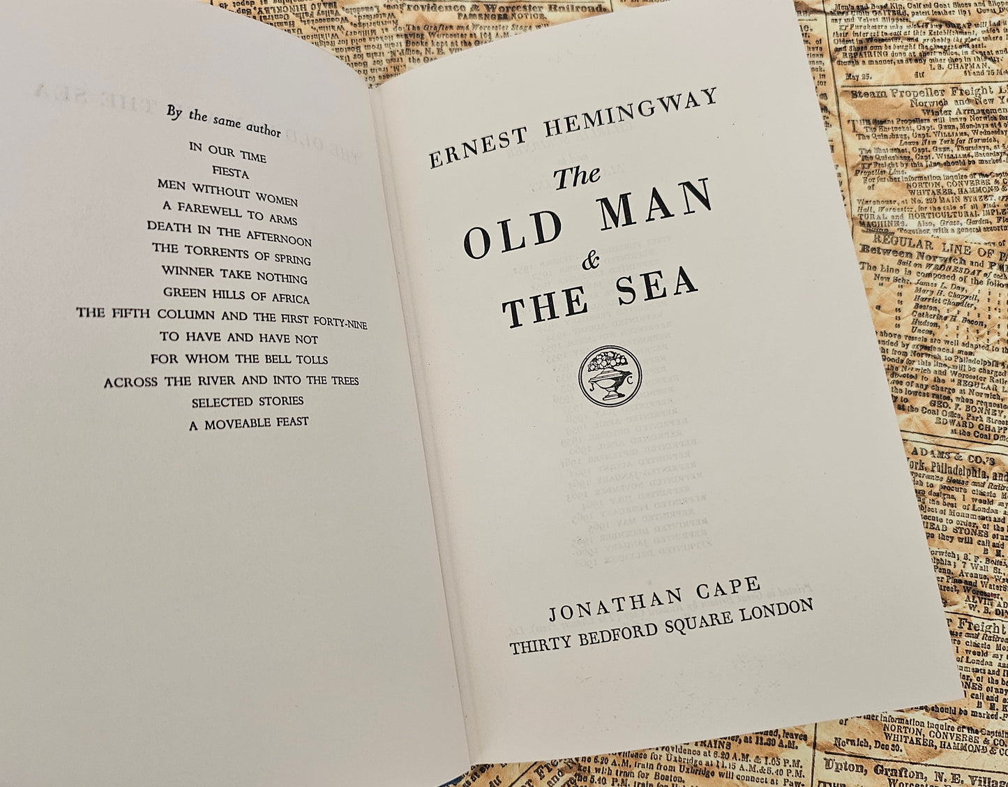 1966 The Old Man & The Sea by Ernest Hemingway / Jonathan Cape, London / In Excellent Condition With Super Dust Wrapper / Pulitzer Winner