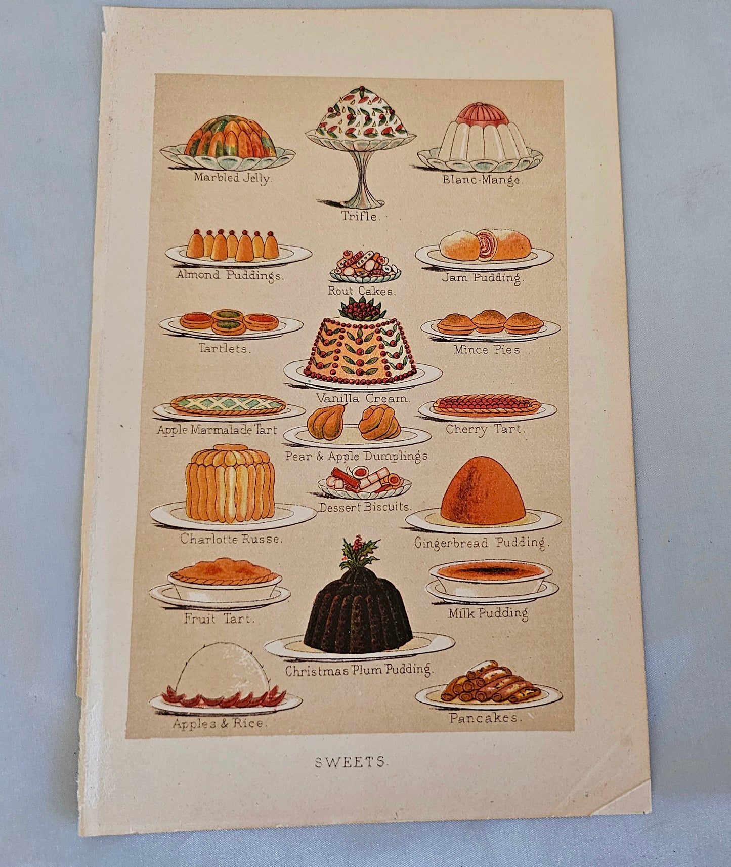 A Vintage Selection of Mrs Beeton's Cookery Plates / Artwork / 16 Colour Plates / Good Condition / Rescued From Several Broken Vintage Books