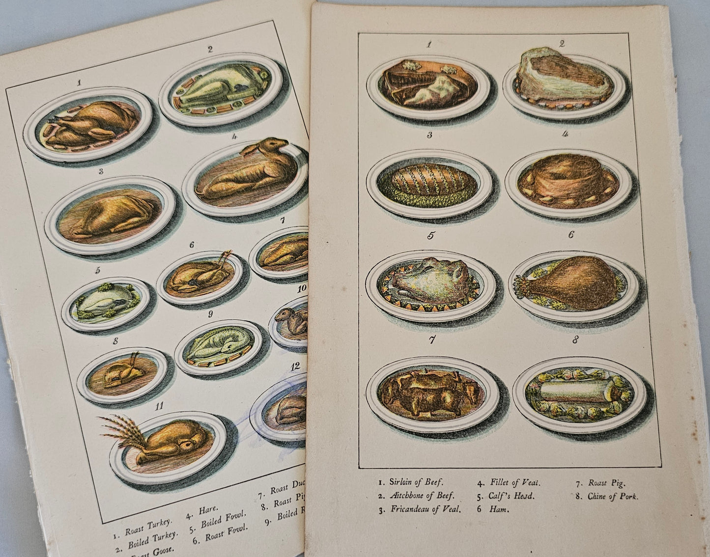 A Vintage Selection of Mrs Beeton's Cookery Plates / Artwork / 16 Colour Plates / Good Condition / Rescued From Several Broken Vintage Books