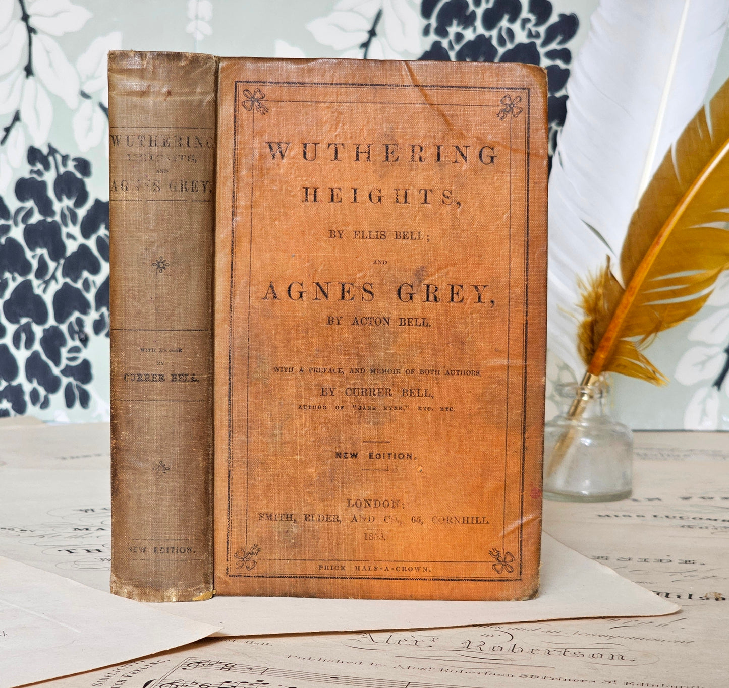 1858 Wuthering Heights by Ellis Bell & Agnes Grey by Acton Bell (Bronte) / Extremely Early Copy Published Just 11 Years After The Original