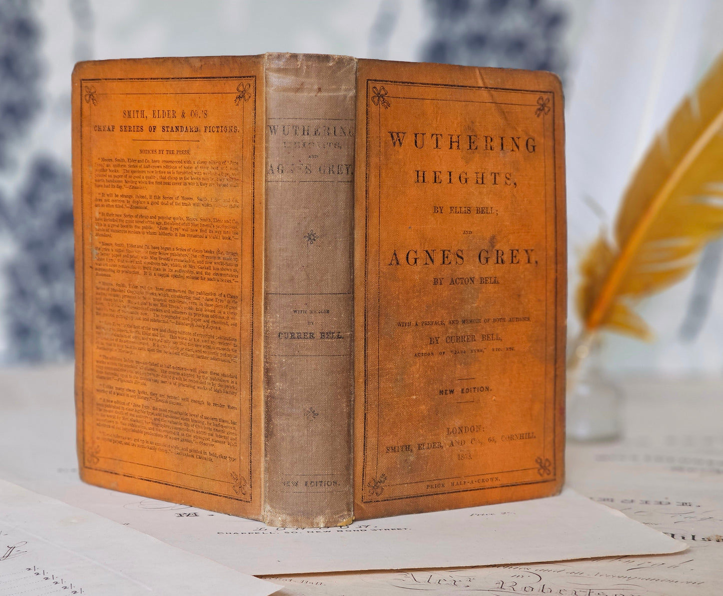 1858 Wuthering Heights by Ellis Bell & Agnes Grey by Acton Bell (Bronte) / Extremely Early Copy Published Just 11 Years After The Original