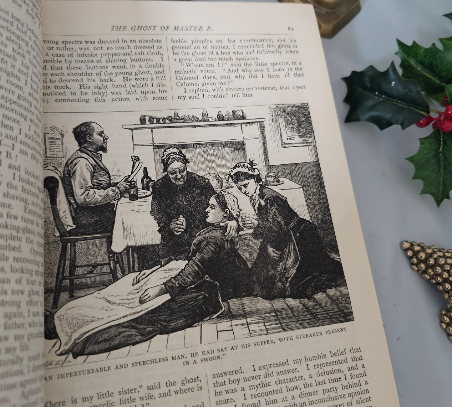 1892 Christmas Stories by Charles Dickens / NB Does NOT Include The Longer Novella A Christmas Carol / Antique Book / Leather / Large Format