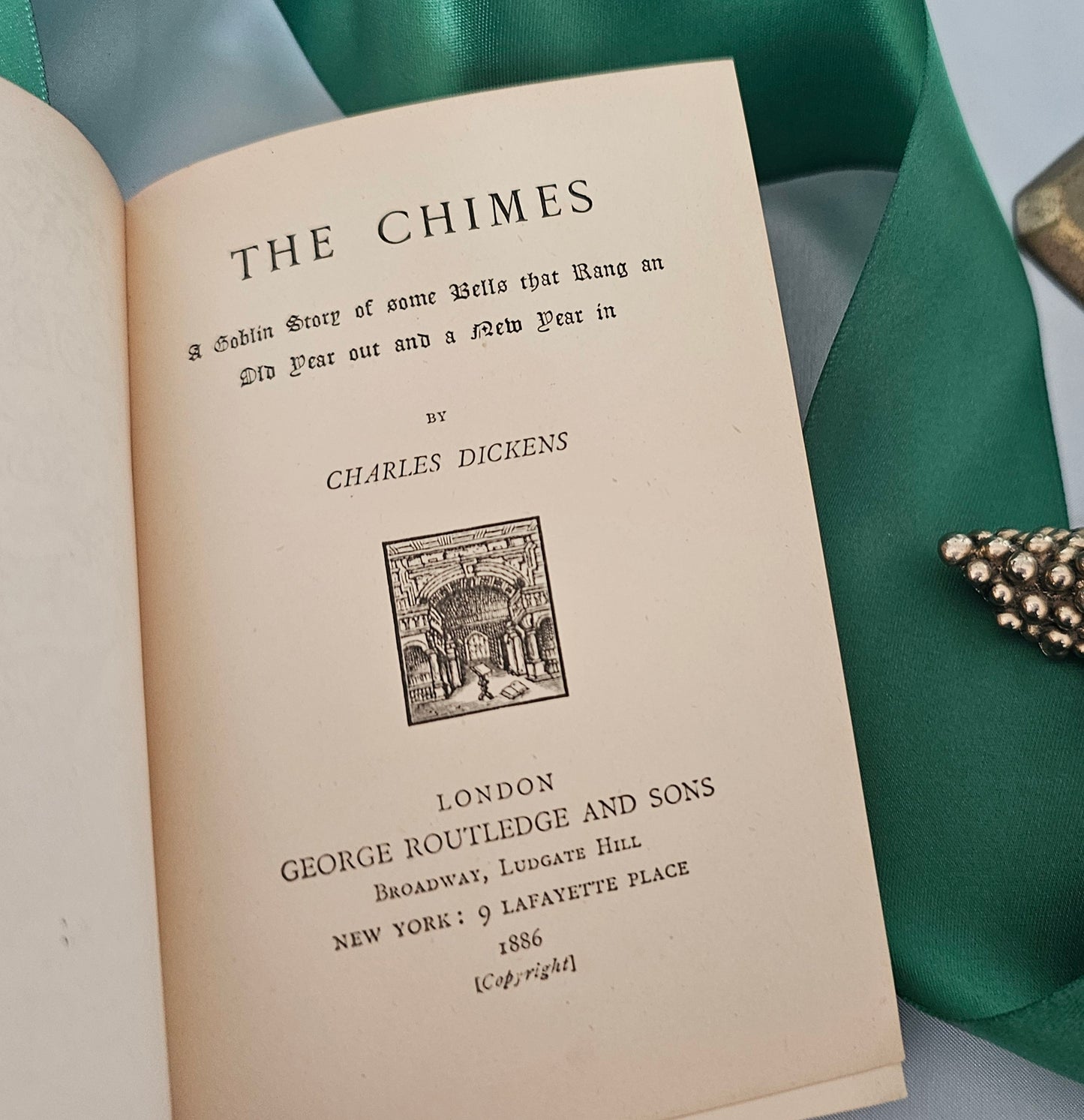 1886 The Chimes by Charles Dickens / Routledge's Pocket Library, London / Charming POCKET-SIZED Book / Illustrated / Christmas Book