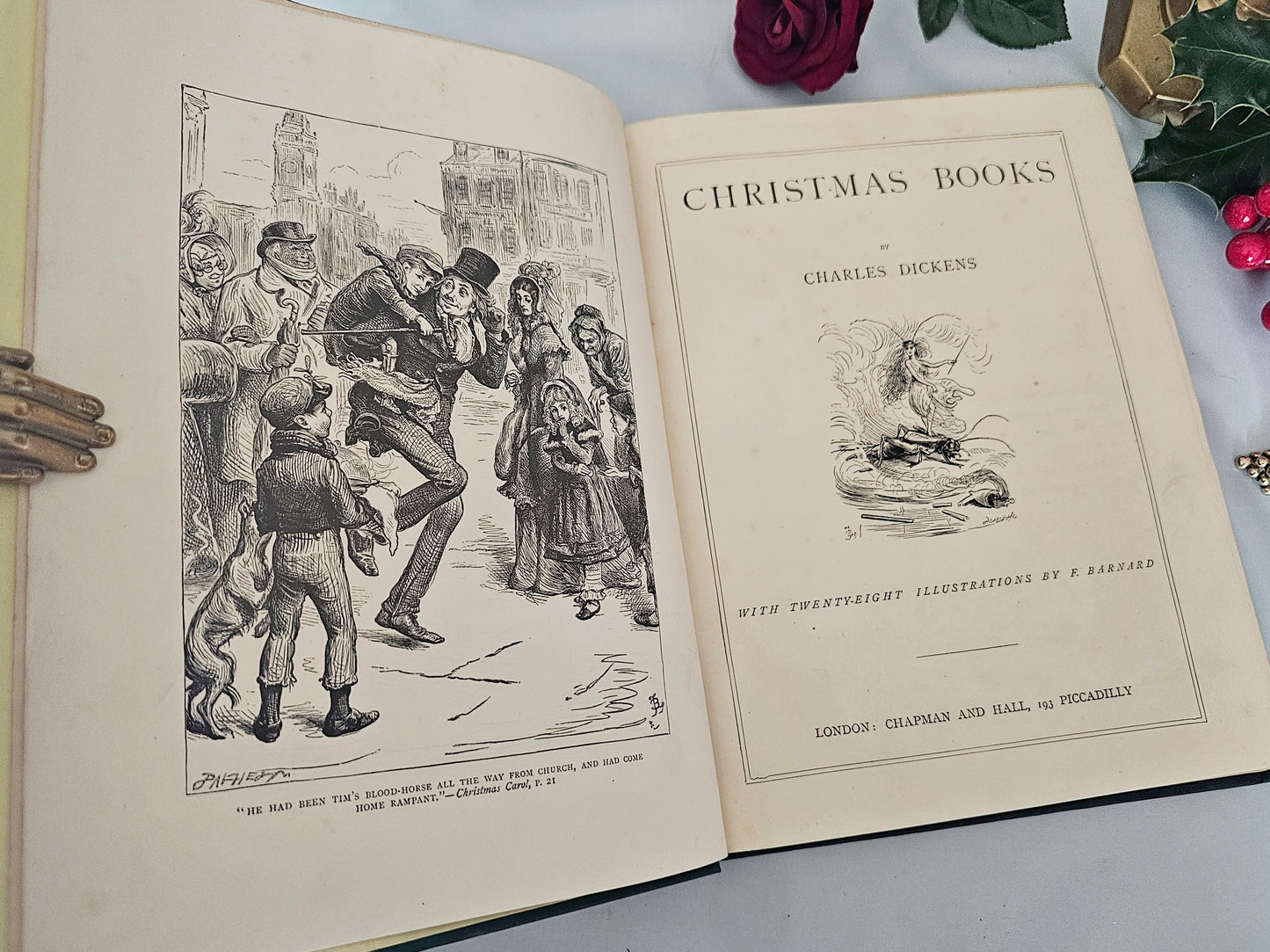 1880 Christmas Books by Charles Dickens / Chapman and Hall, London / Five Christmas Stories / Illustrated / A Christmas Carol / Un-Read Copy