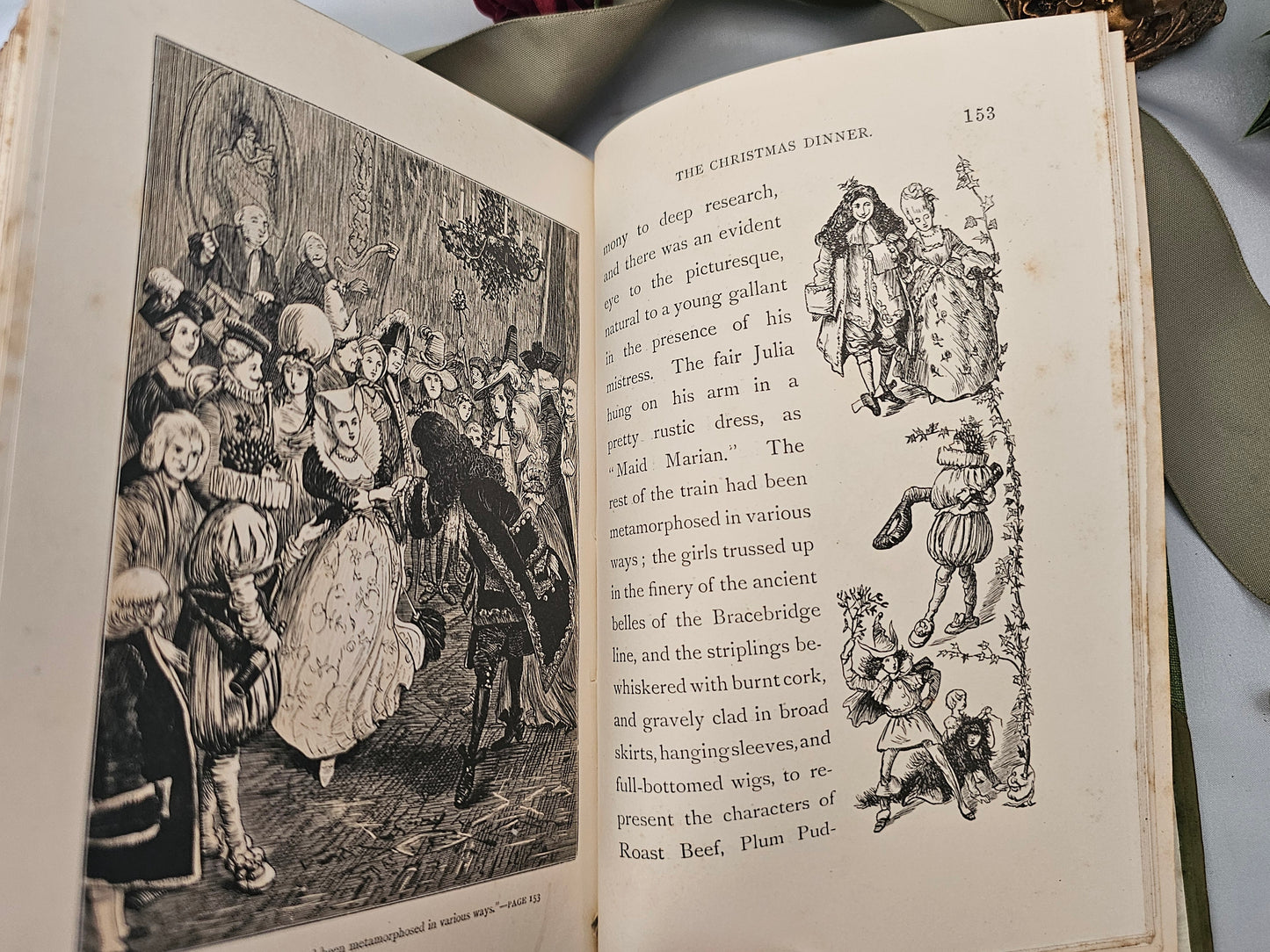 1901 Old Christmas From the Sketch Book of Washington Irving / Macmillan & Co., London / Illustrated / Leather Bound Antique Book