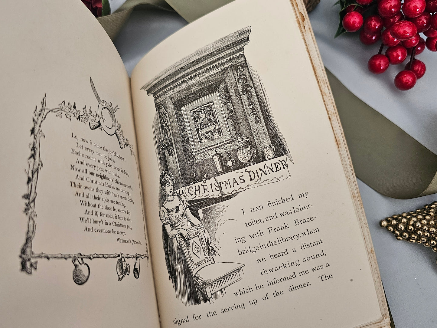 1901 Old Christmas From the Sketch Book of Washington Irving / Macmillan & Co., London / Illustrated / Leather Bound Antique Book